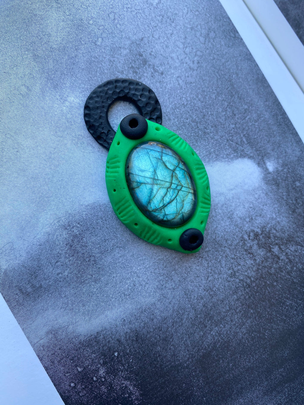 Labradorite Polymer Clay Pendant