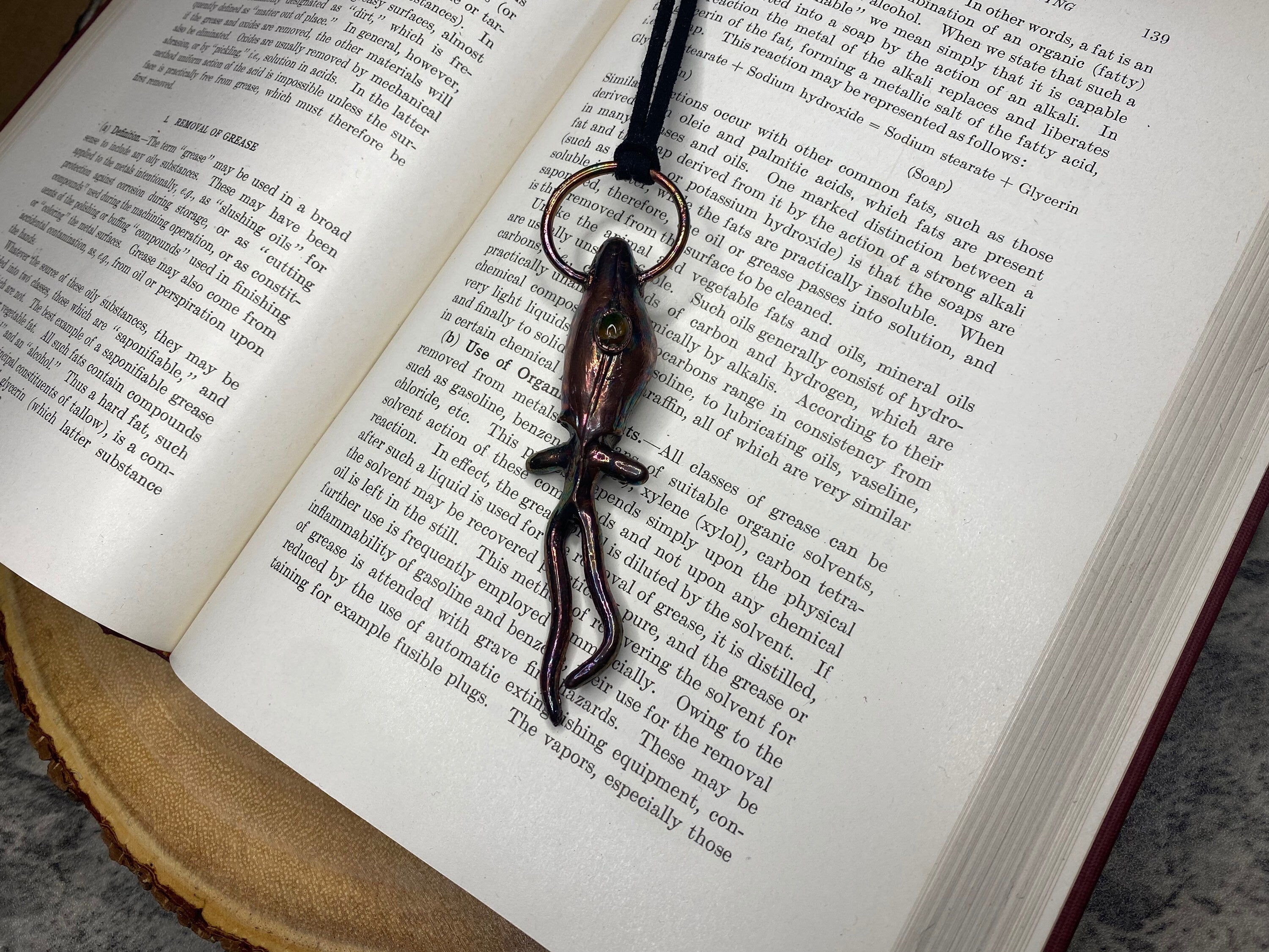 Glass Squid Pendant • Black Opal Necklace • Electroformed Copper • Deep Sea Creature Jewelry