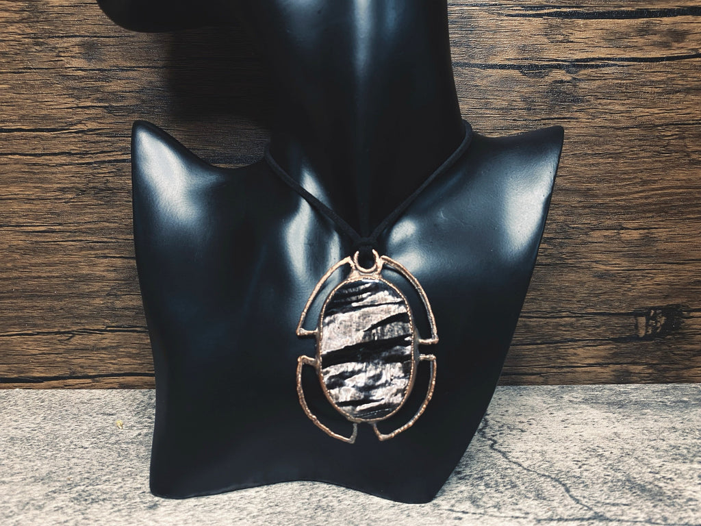 Hypersthene Pendant • Electroformed Copper • Handmade Necklace