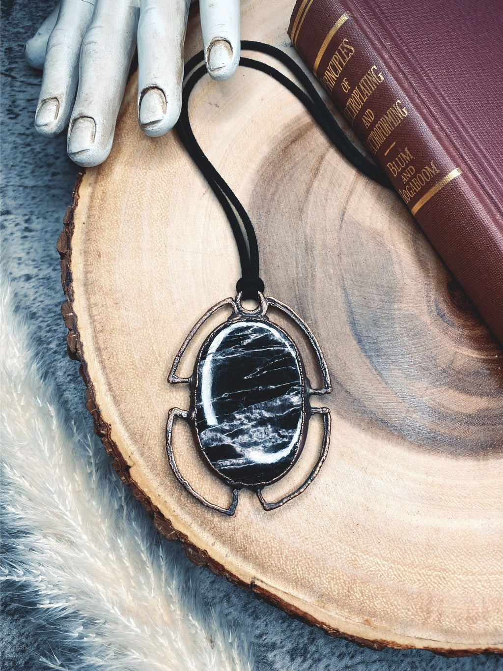 Hypersthene Pendant • Electroformed Copper • Handmade Necklace