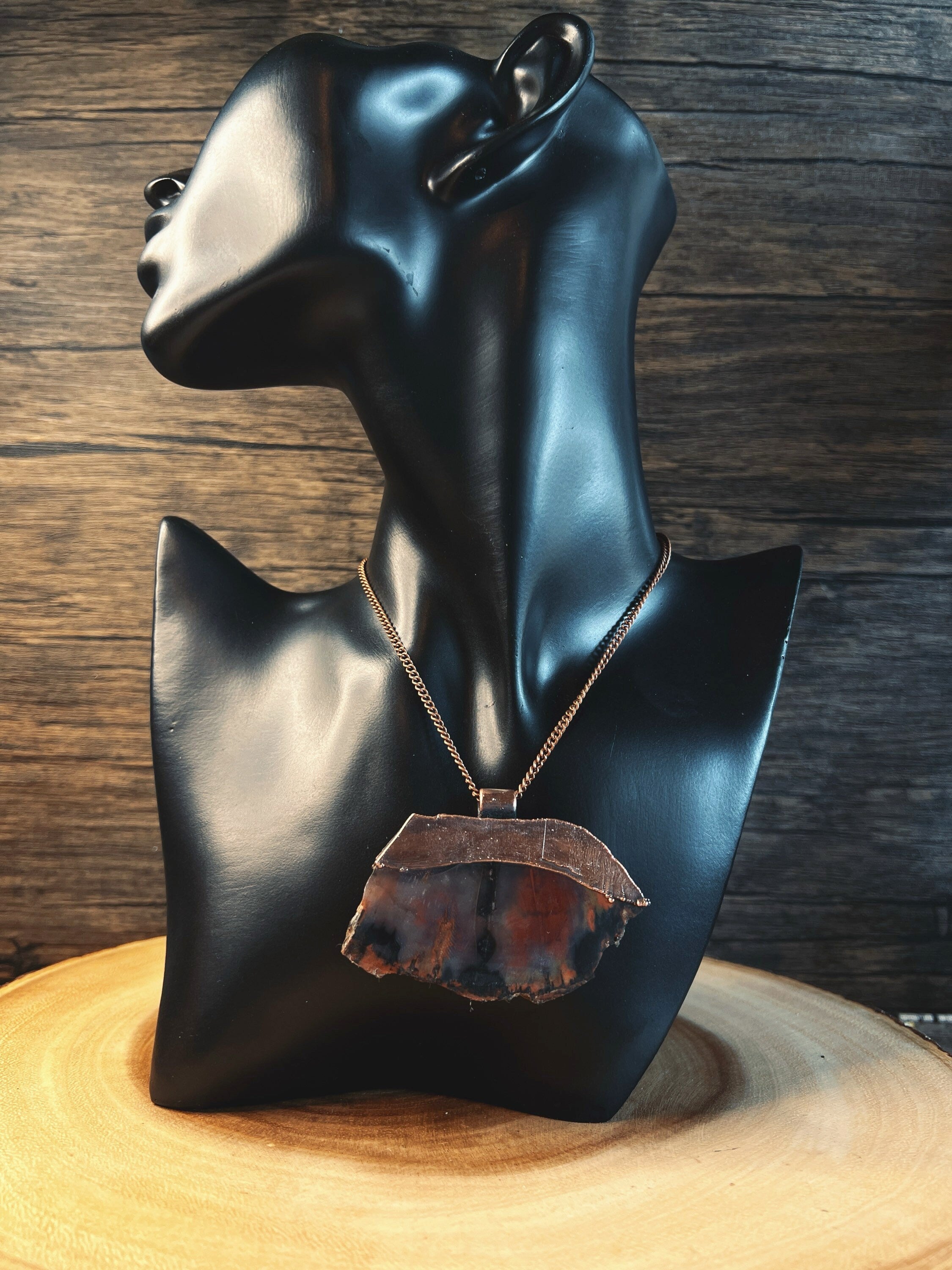 Petrified Wood Pendant • Electroformed Copper • Handmade Necklace