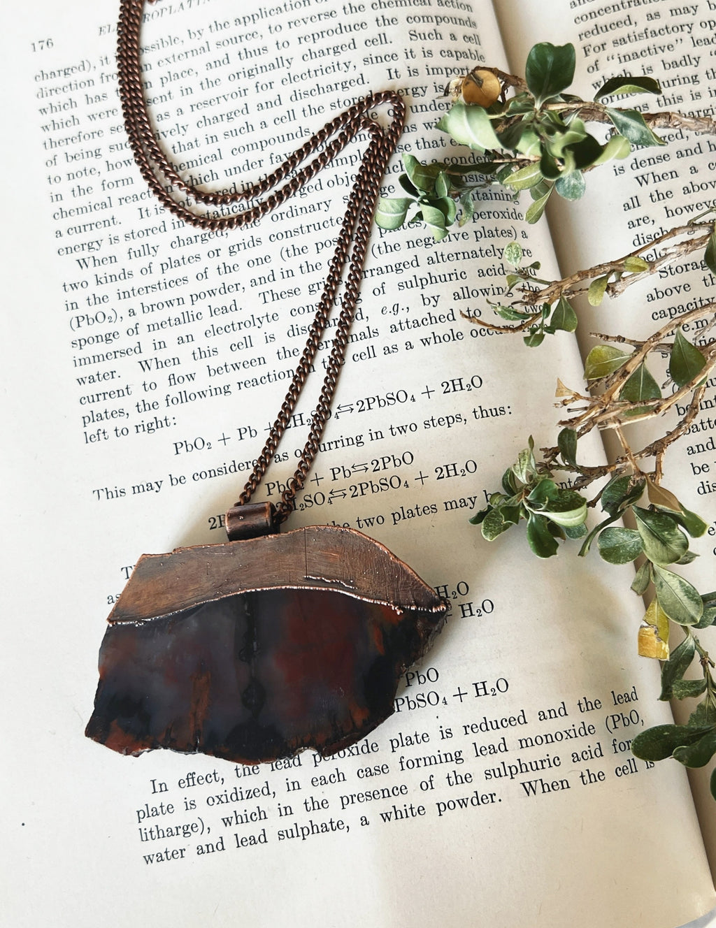 Petrified Wood Pendant • Electroformed Copper • Handmade Necklace