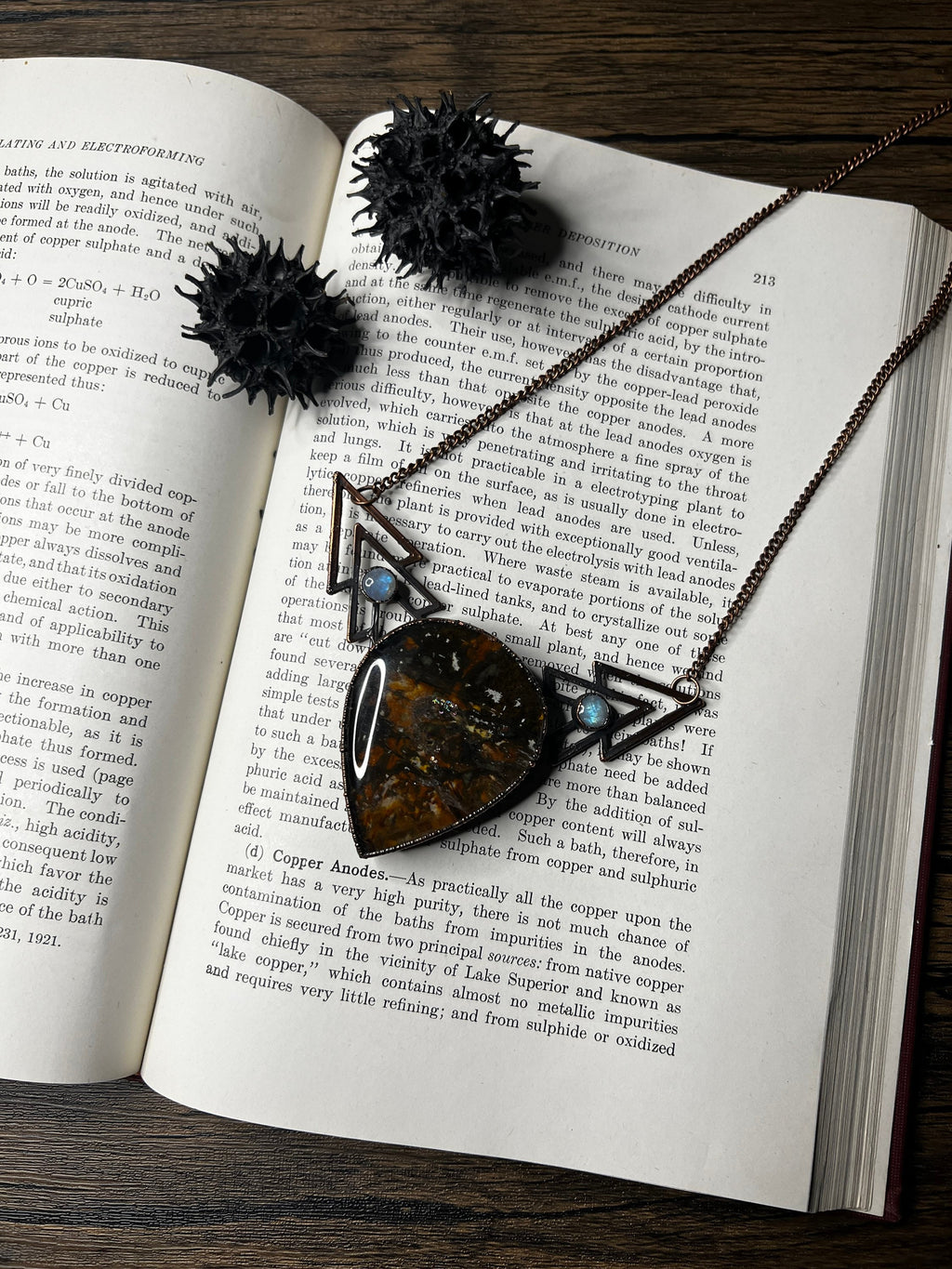 Garden Quartz Pendant • Rainbow Moonstones • Electroformed Copper • Statement Necklace