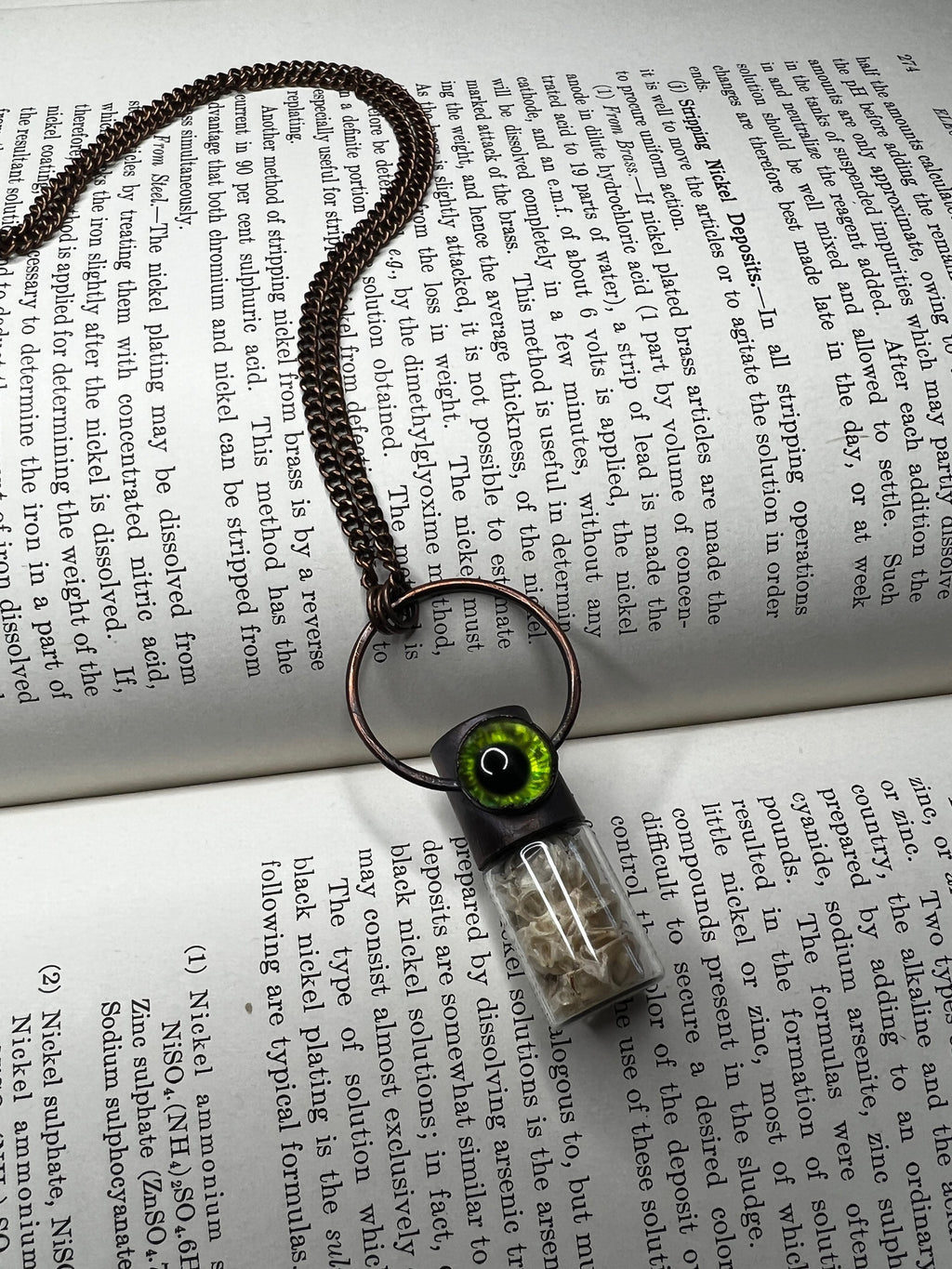 Snake Shed & Reptile Eye Essential Oil Roller Pendant • Electroformed Copper