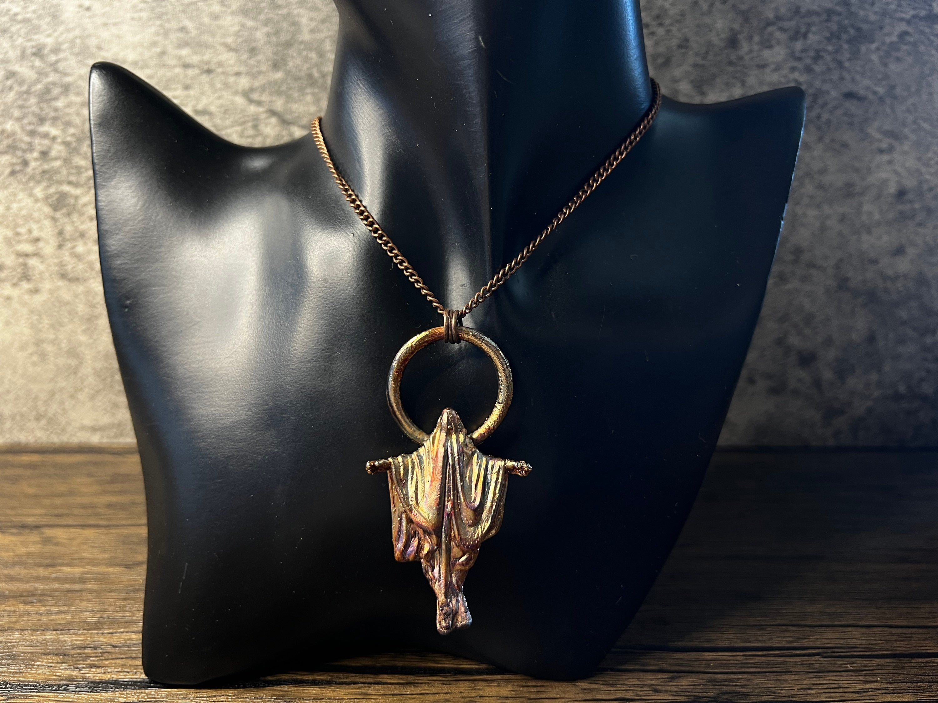 Spooky Ghost Pendant • Electroformed Copper • Halloween Necklace