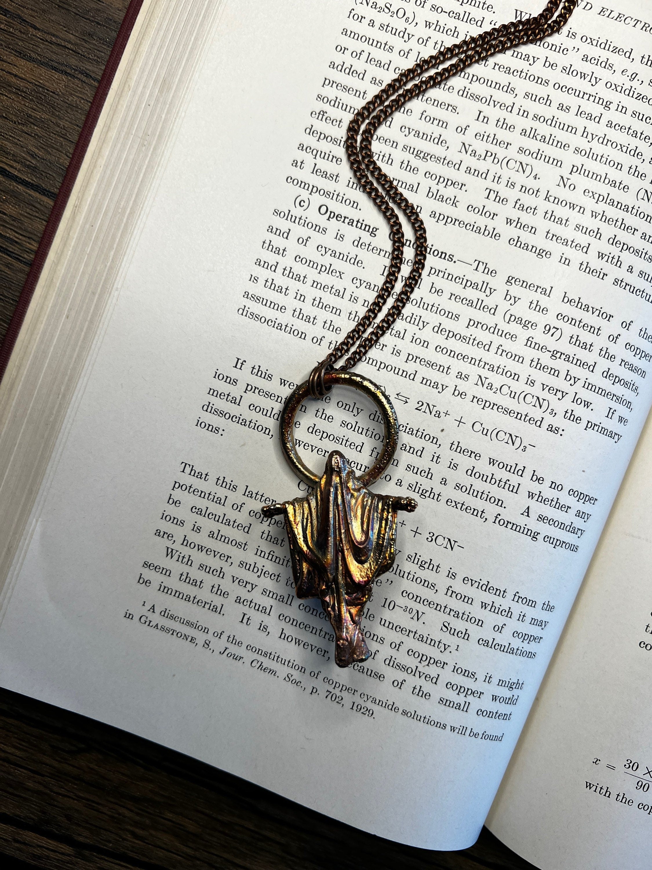 Spooky Ghost Pendant • Electroformed Copper • Halloween Necklace