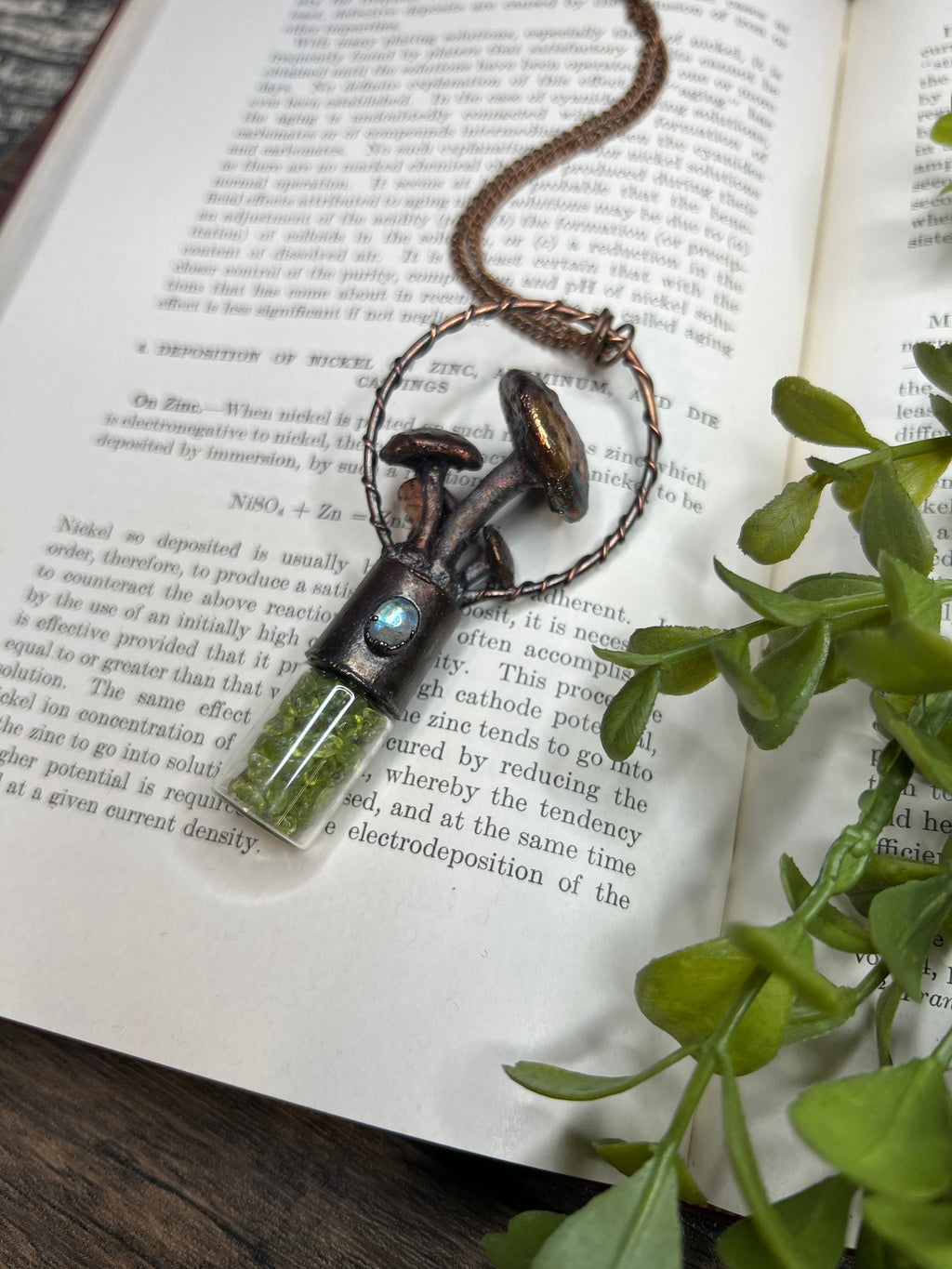 Woodland Mushroom Essential Oil Roller • Labradorite • Electroformed Copper • Forest Witch Jewelry