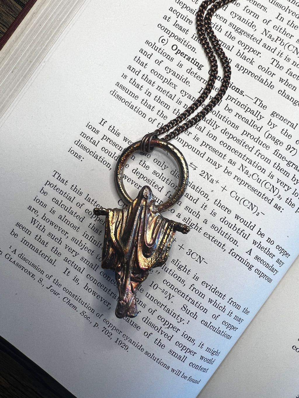 Spooky Ghost Pendant • Electroformed Copper • Halloween Necklace