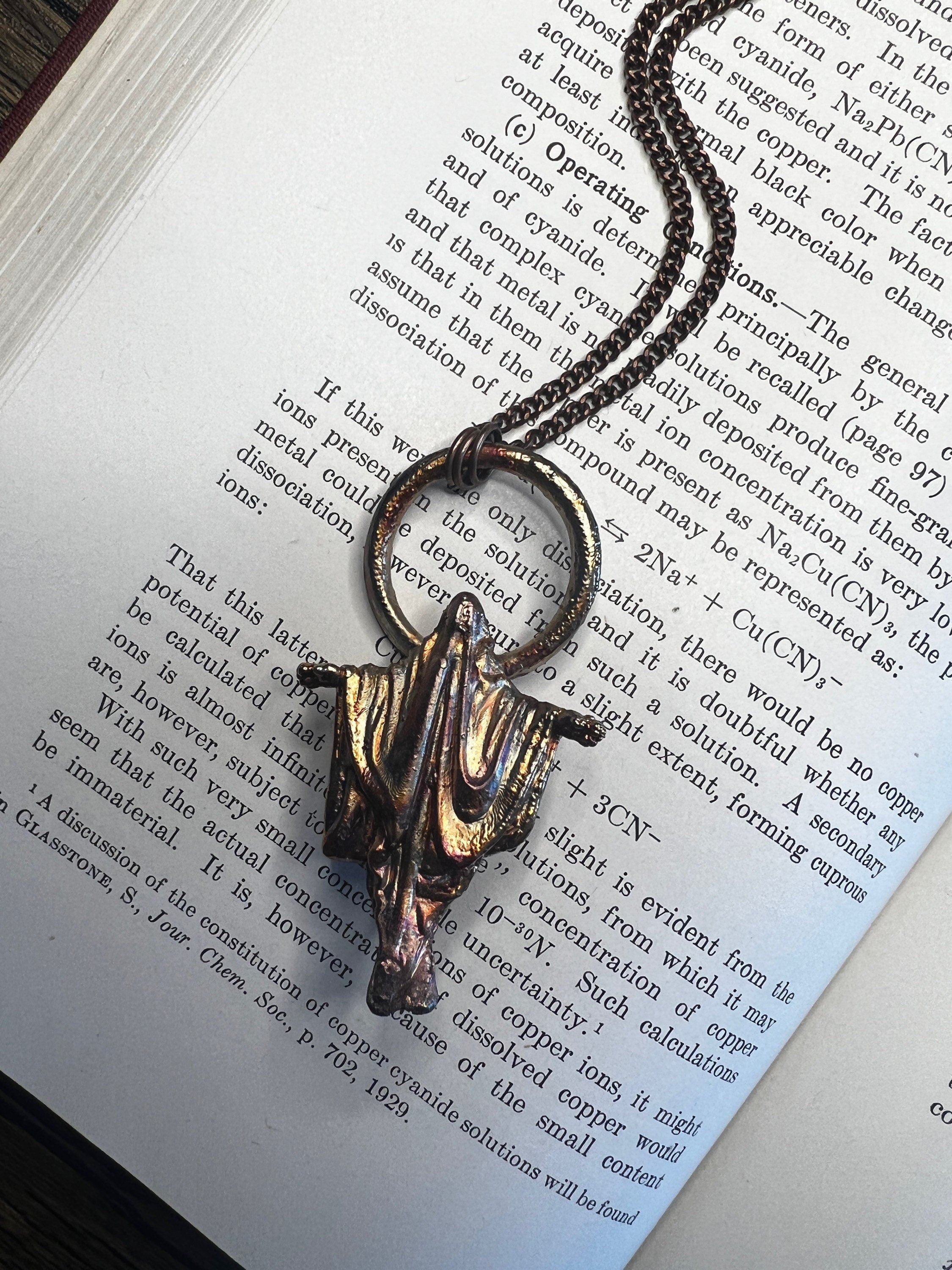 Spooky Ghost Pendant • Electroformed Copper • Halloween Necklace