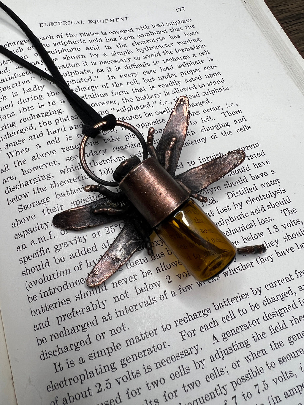 Dragonfly Essential Oil Roller Pendant • Moonstone • Electroformed Copper