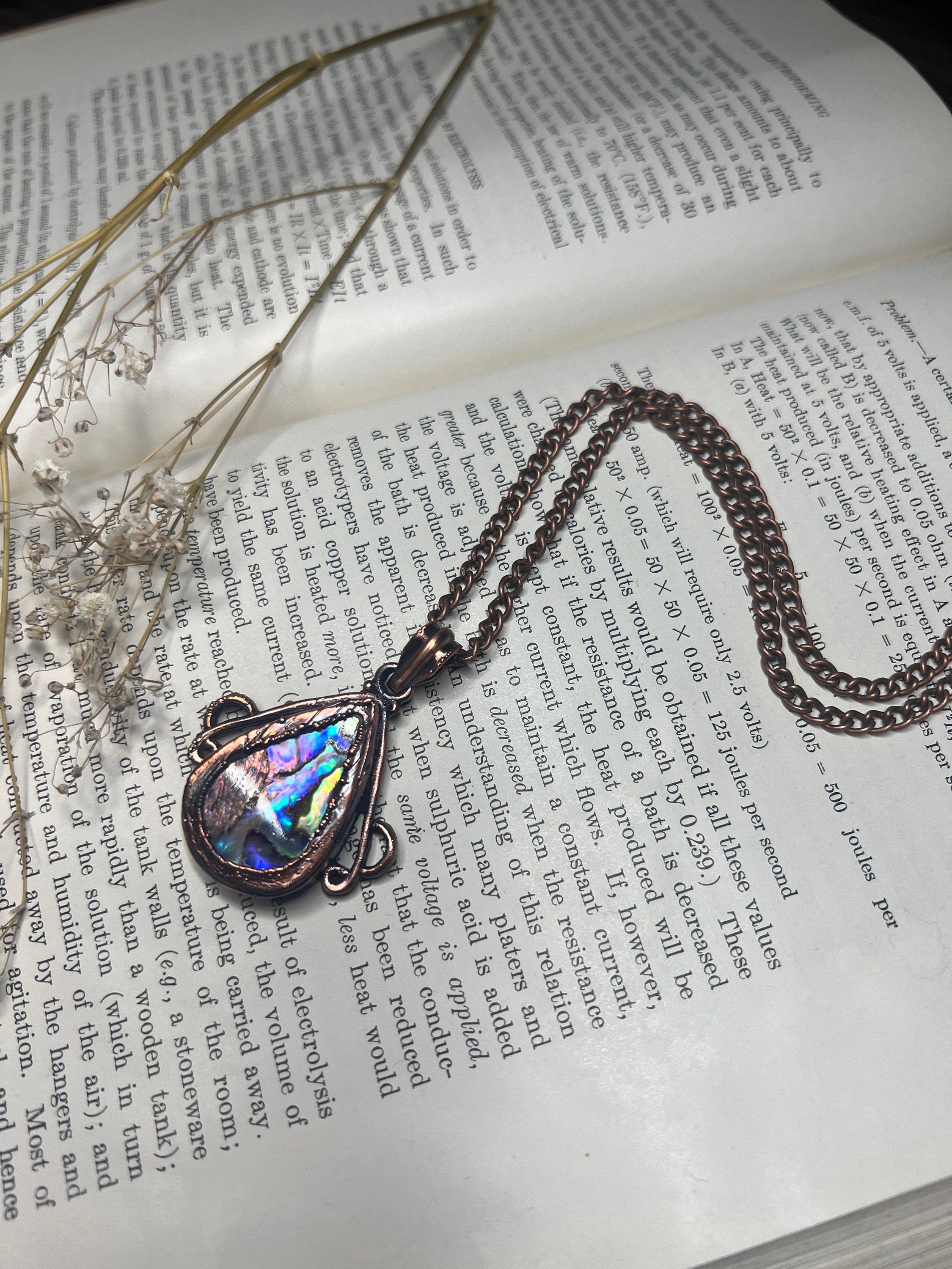 Abalone Pendant • Antique Bezel • Electroformed Copper