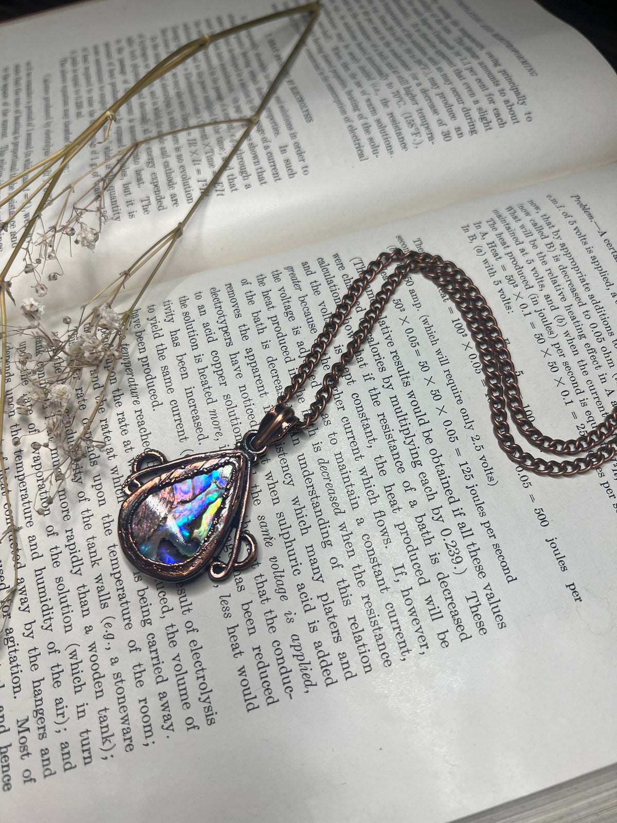 Abalone Pendant • Antique Bezel • Electroformed Copper