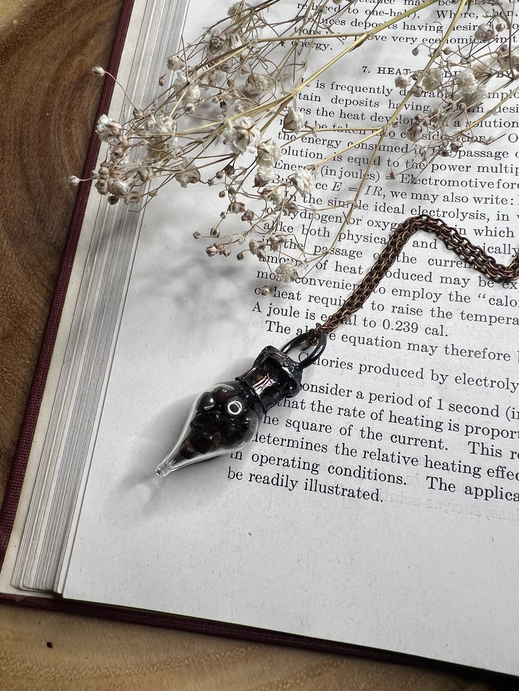 Ruby Potion Bottle Pendant • Electroformed Copper