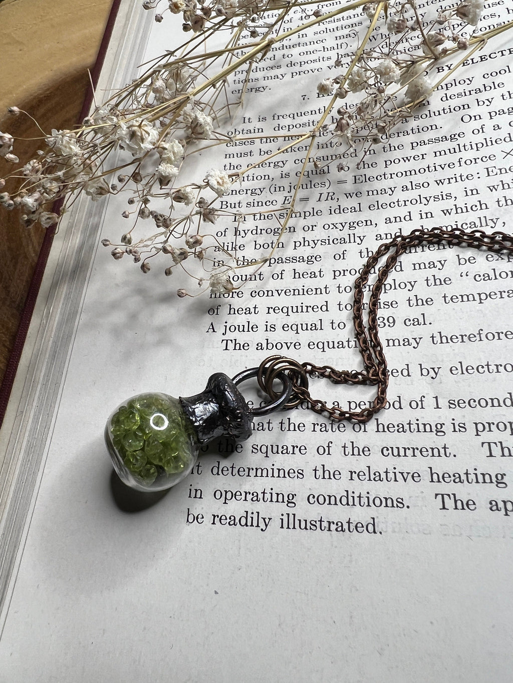 Peridot Potion Bottle Pendant • Electroformed Copper