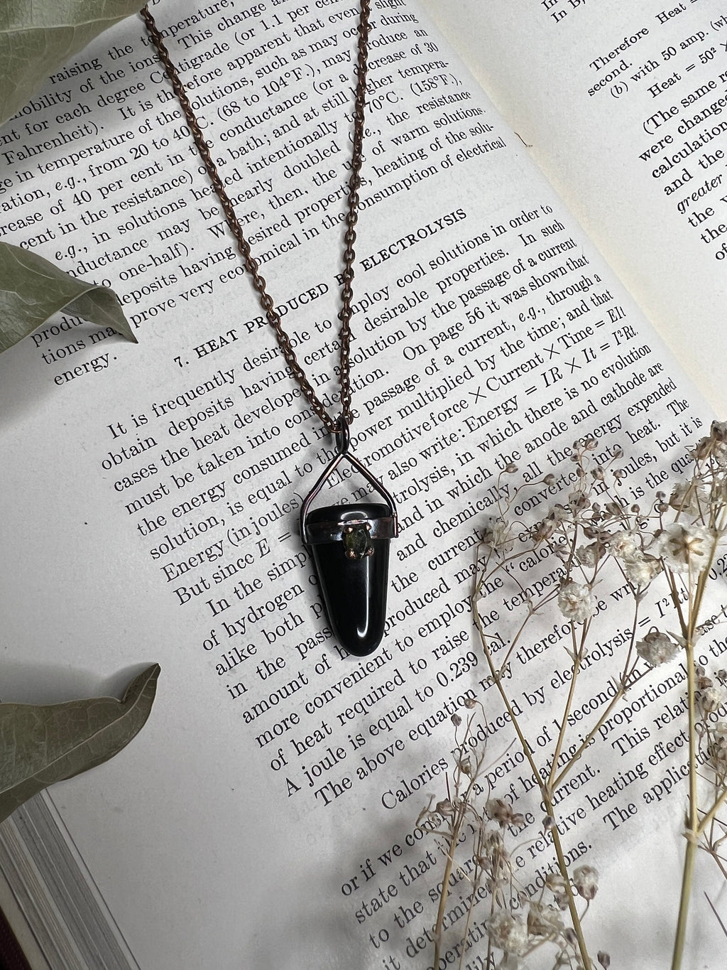 Onyx Pendant • Antique Bezel • Electroformed Copper