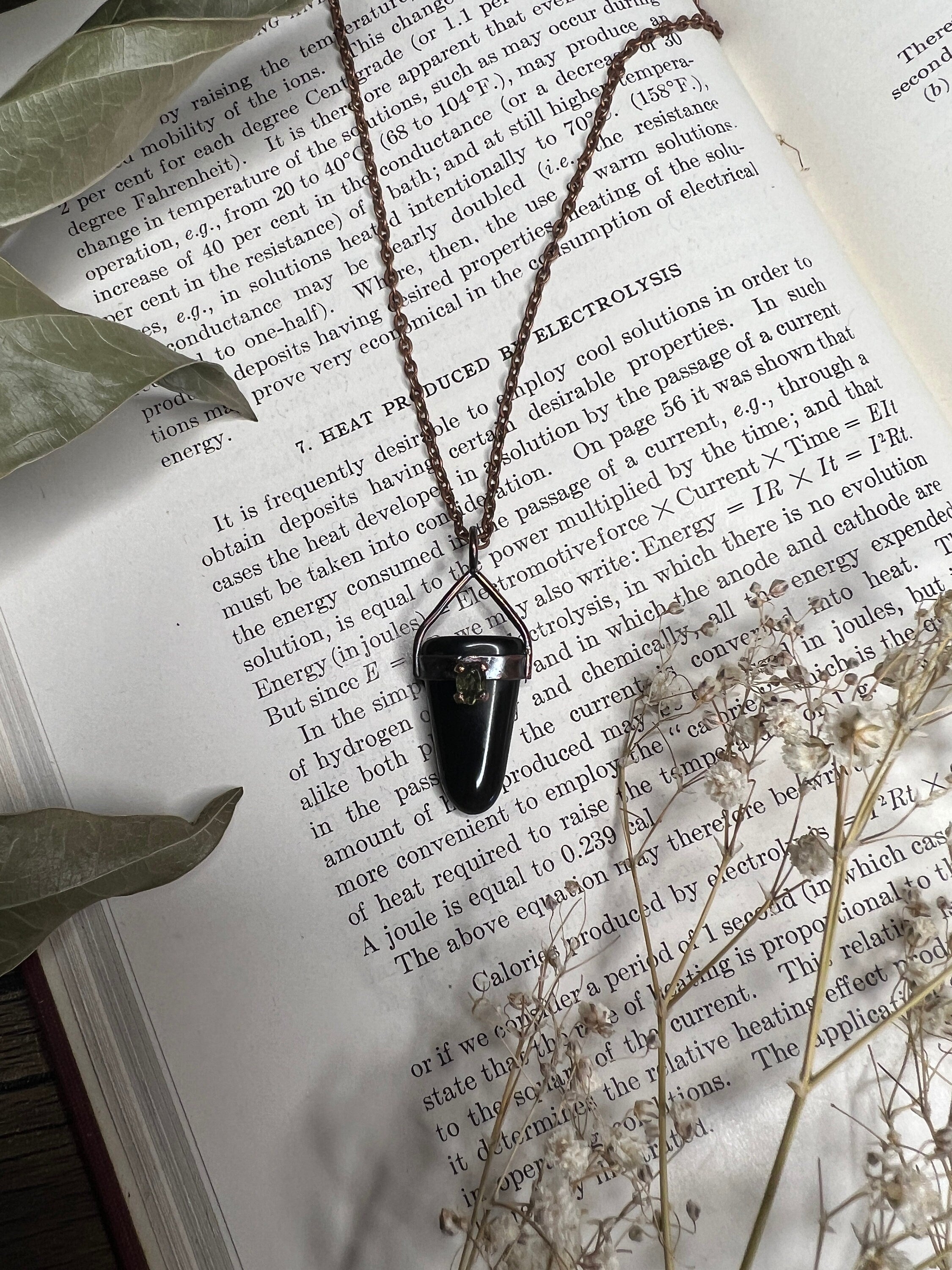 Onyx Pendant • Antique Bezel • Electroformed Copper