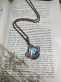 Abalone Pendant • Antique Bezel • Electroformed Copper