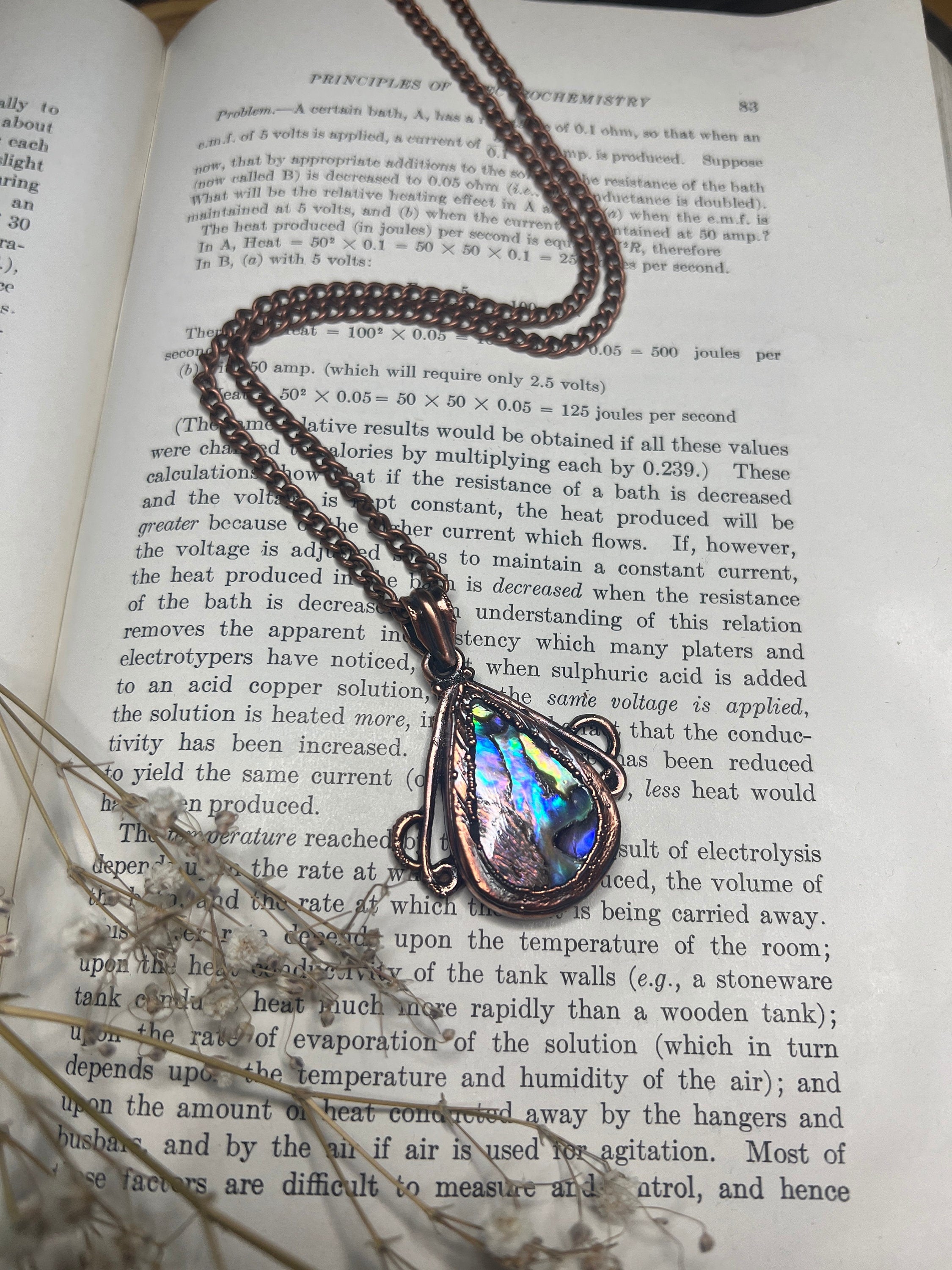 Abalone Pendant • Antique Bezel • Electroformed Copper
