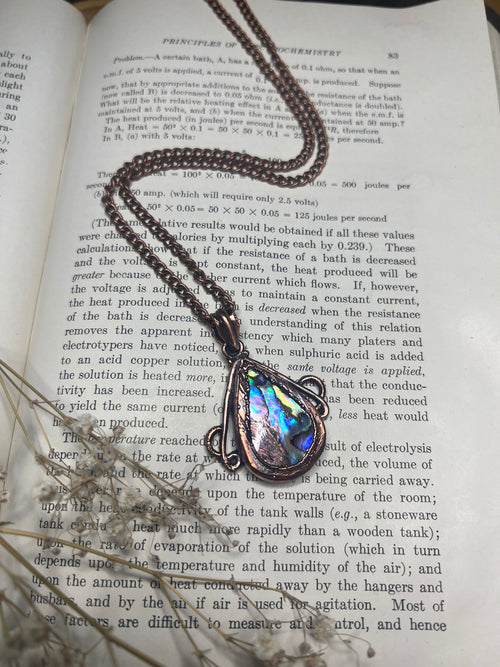 Abalone Pendant • Antique Bezel • Electroformed Copper