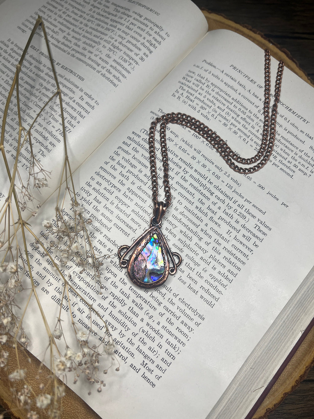 Abalone Pendant • Antique Bezel • Electroformed Copper