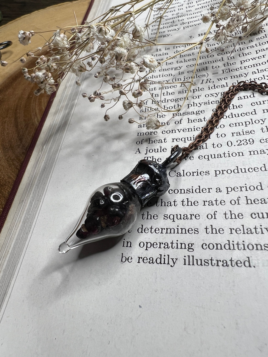 Ruby Potion Bottle Pendant • Electroformed Copper