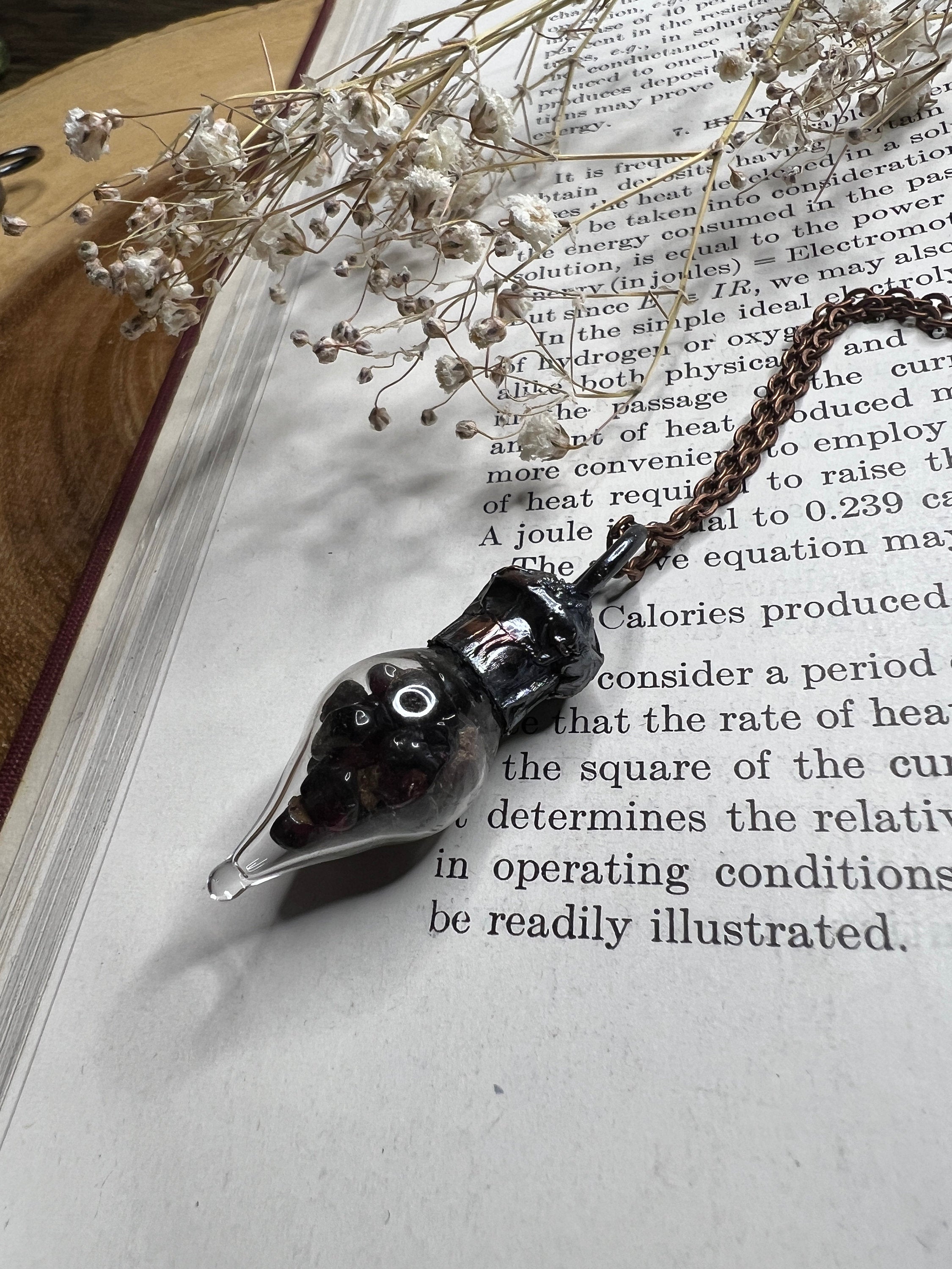 Ruby Potion Bottle Pendant • Electroformed Copper
