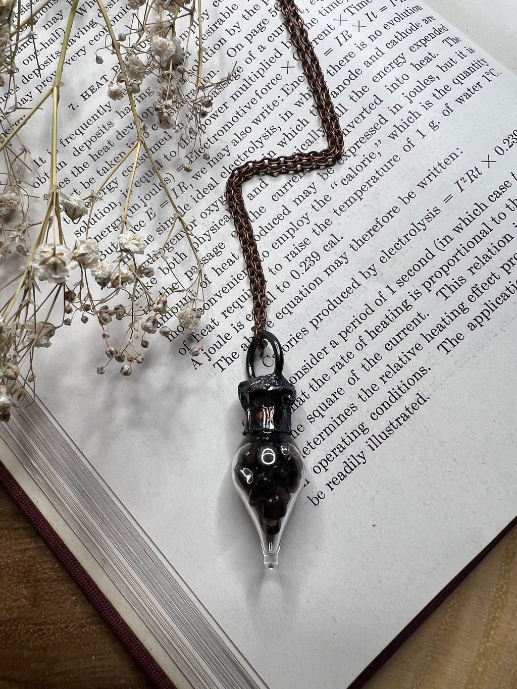 Ruby Potion Bottle Pendant • Electroformed Copper