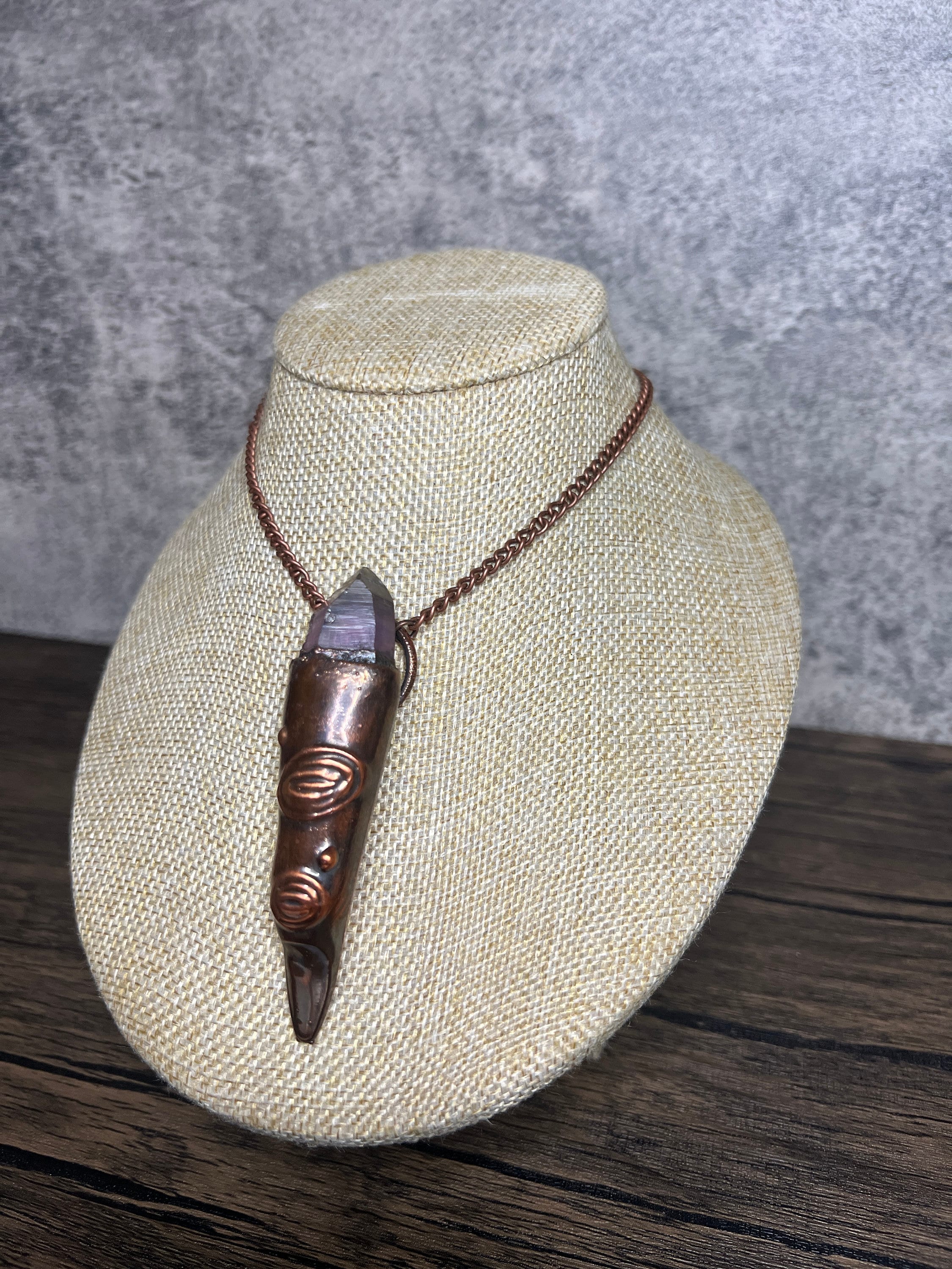 Witch Finger Pendant • Electroformed Copper • Amethyst Crystal • Gothic Jewelry