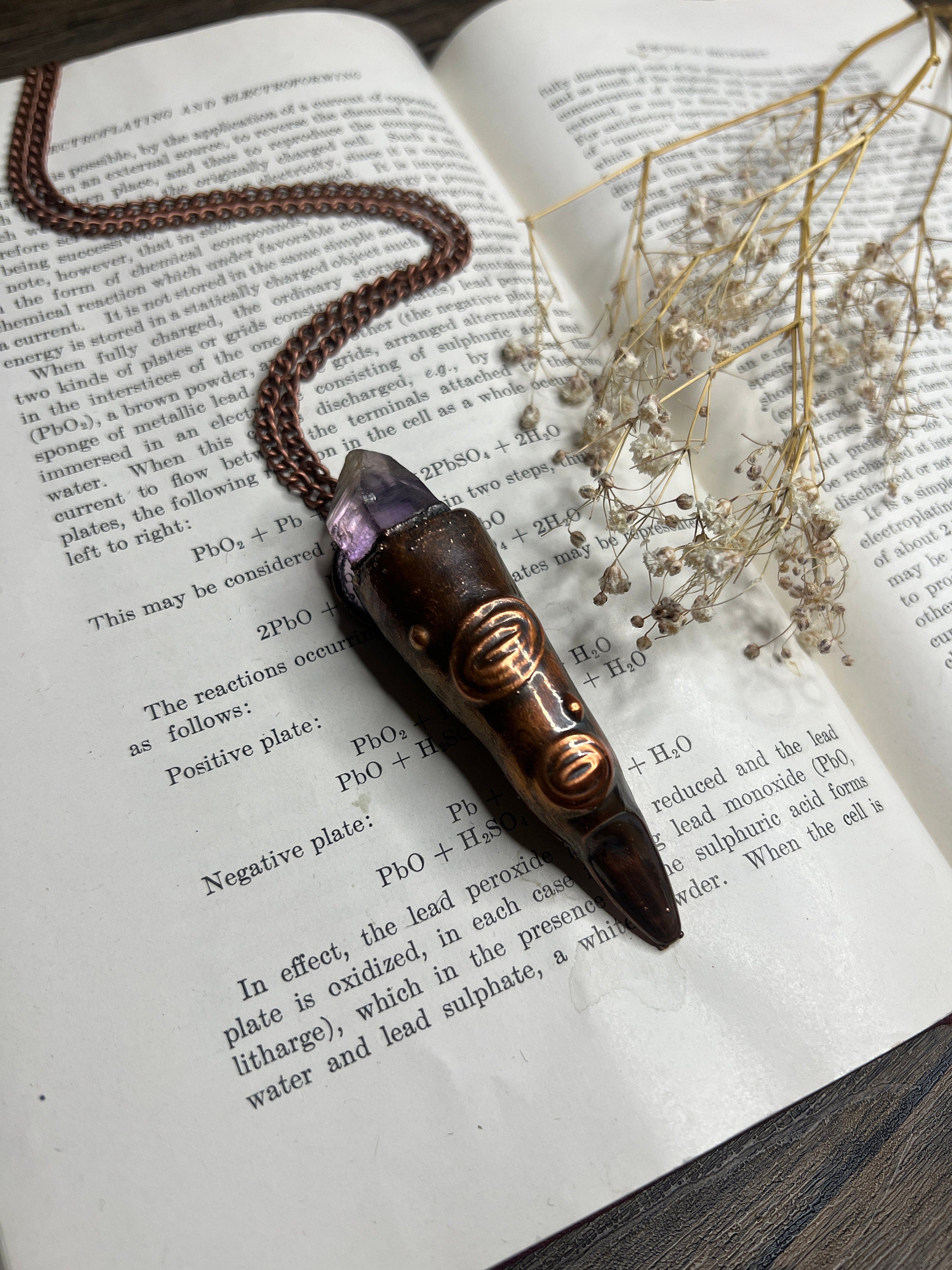 Witch Finger Pendant • Electroformed Copper • Amethyst Crystal • Gothic Jewelry