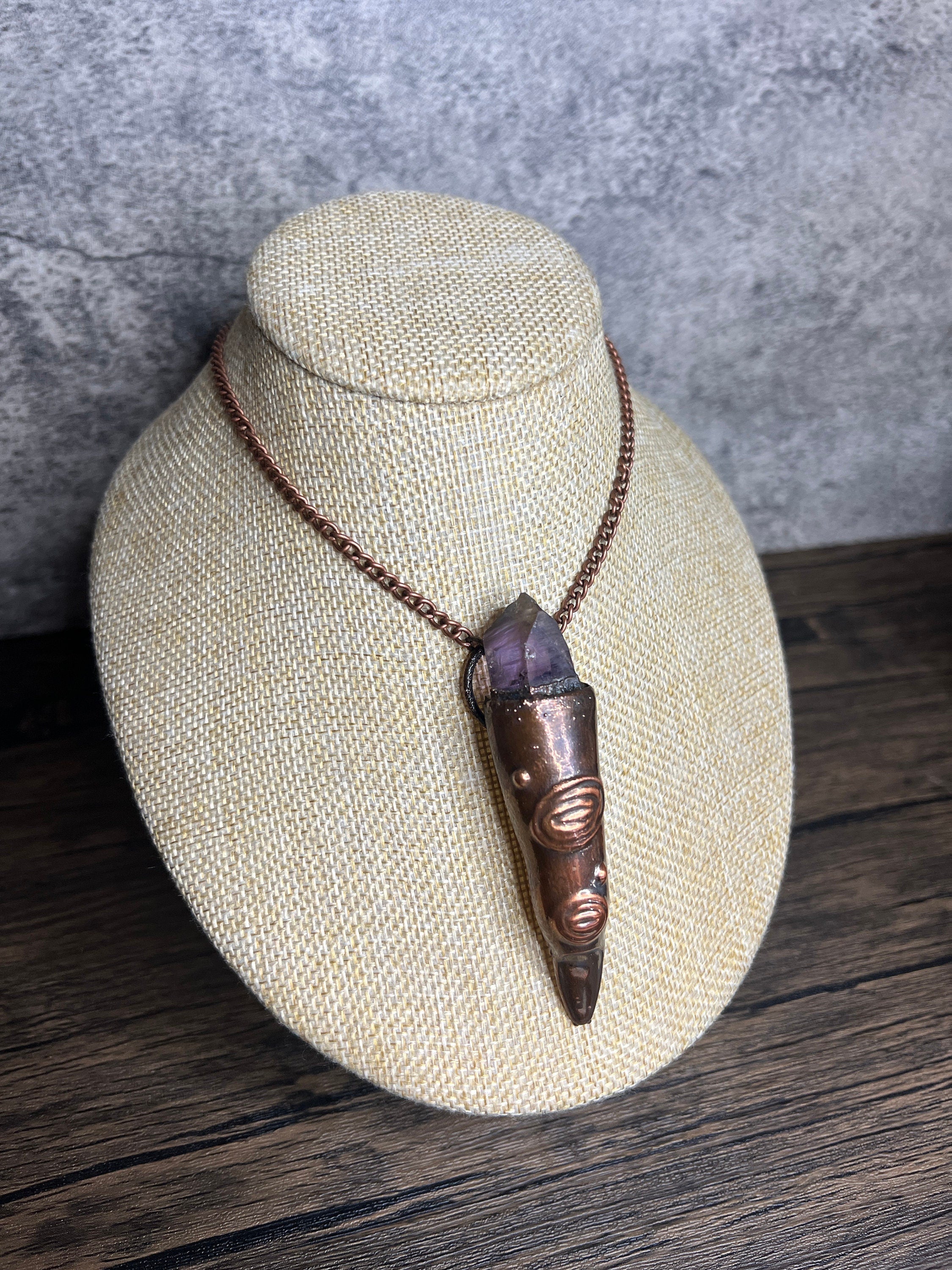 Witch Finger Pendant • Electroformed Copper • Amethyst Crystal • Gothic Jewelry