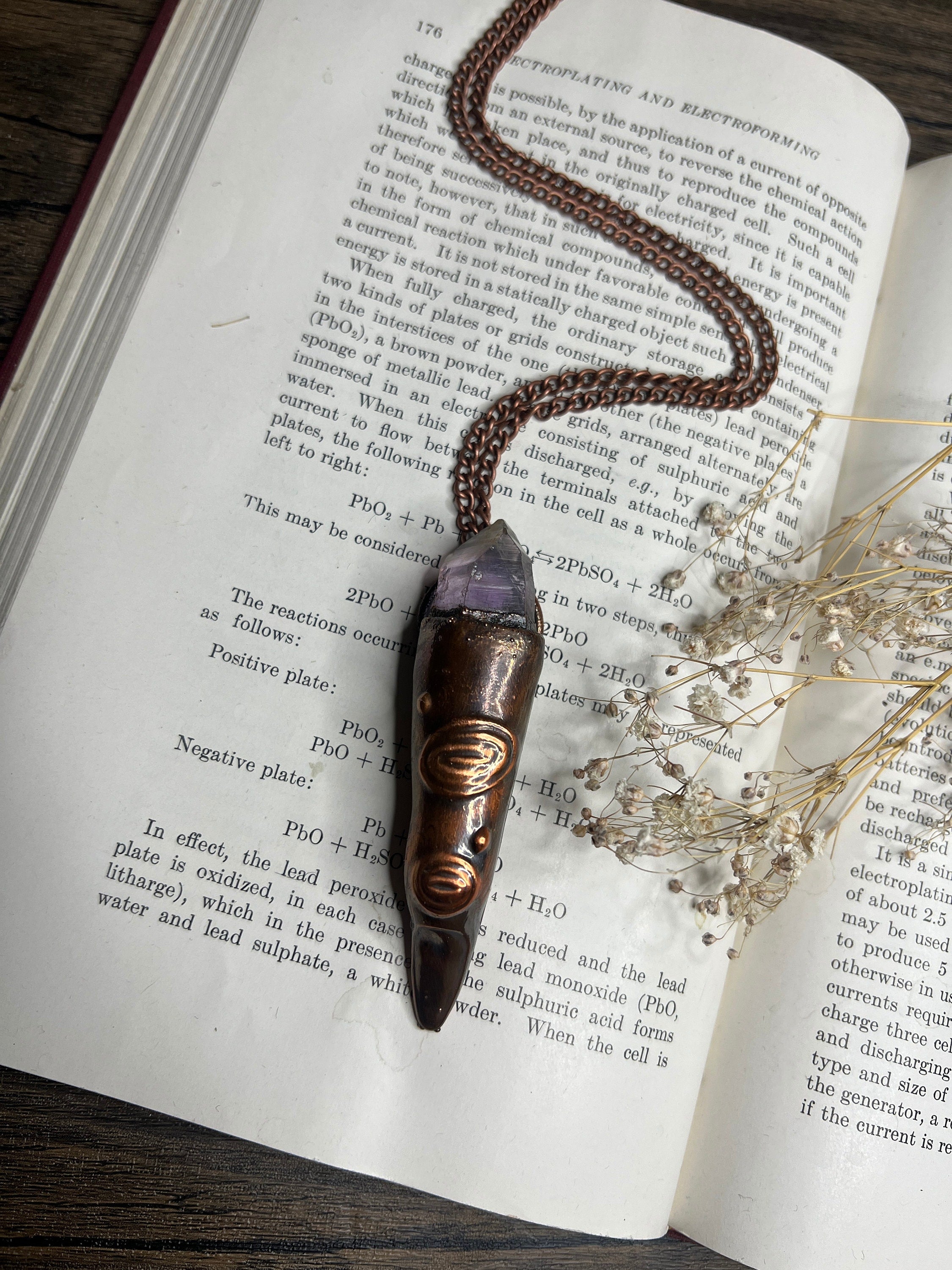 Witch Finger Pendant • Electroformed Copper • Amethyst Crystal • Gothic Jewelry