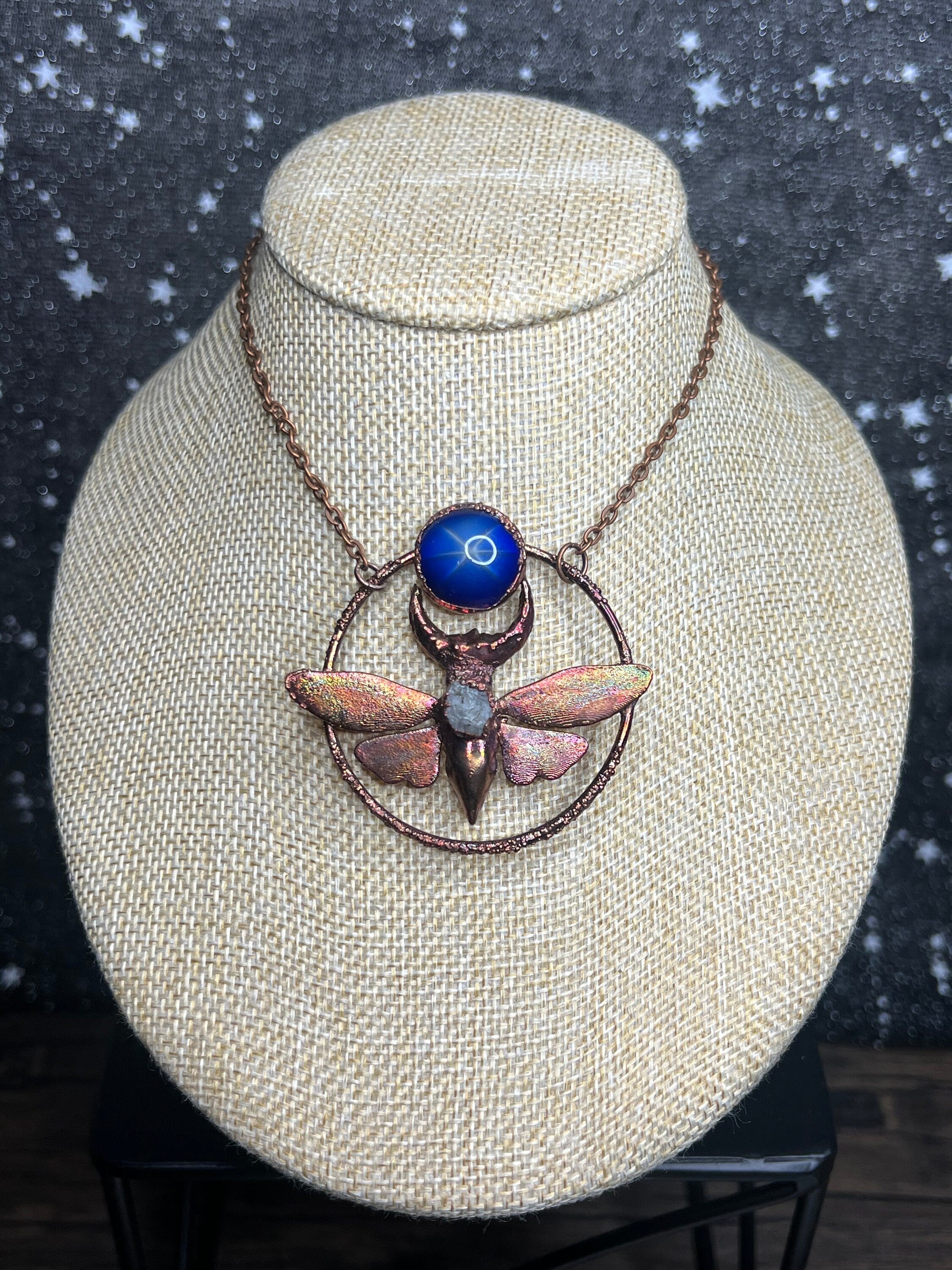 Cicada Pendant • Star Sapphire • Electroformed Copper