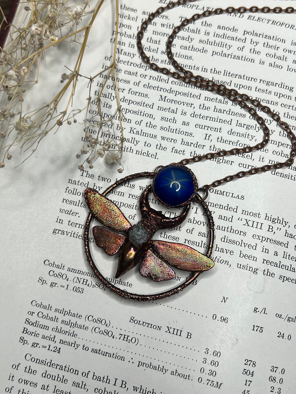 Cicada Pendant • Star Sapphire • Electroformed Copper