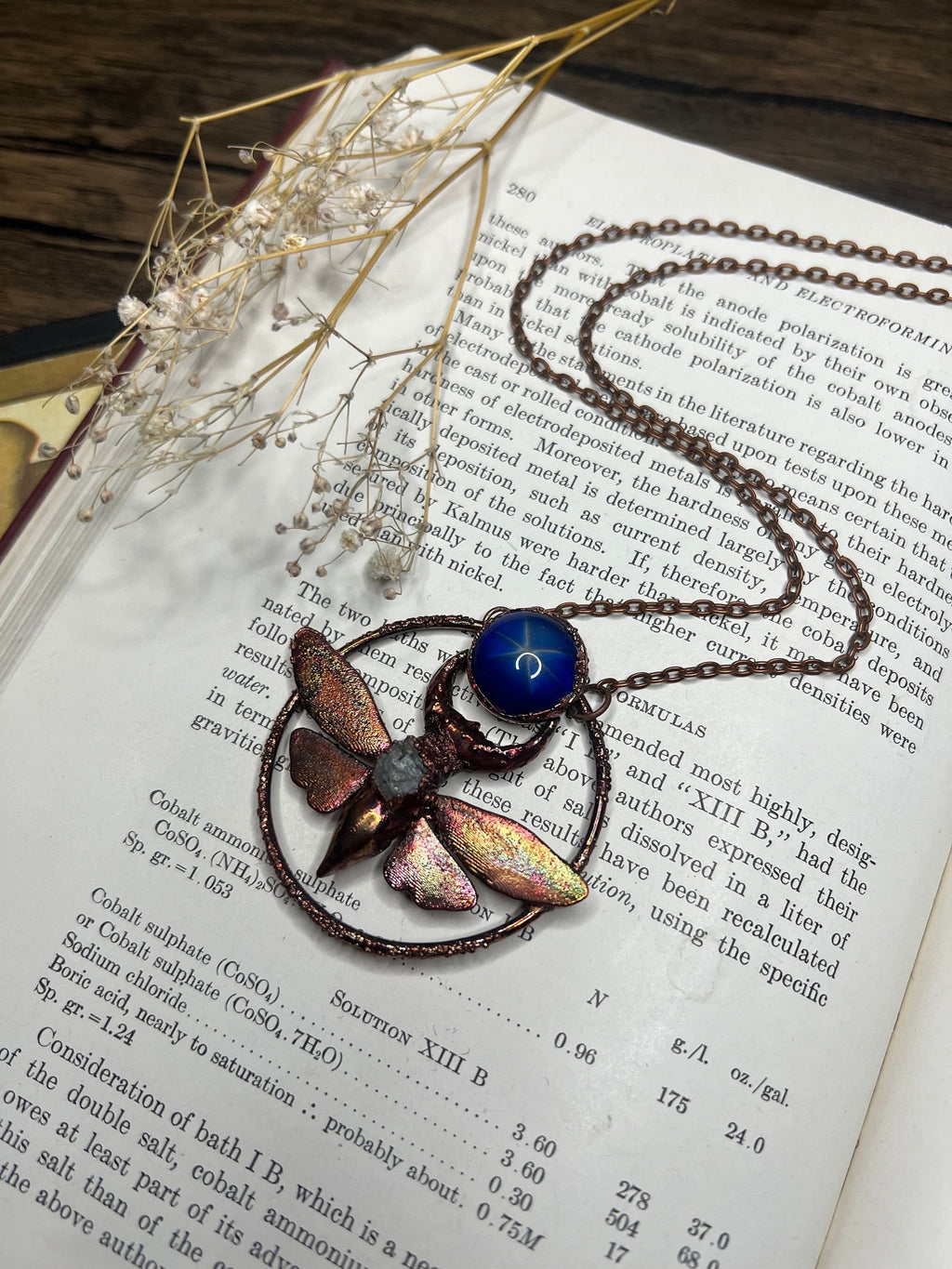 Cicada Pendant • Star Sapphire • Electroformed Copper
