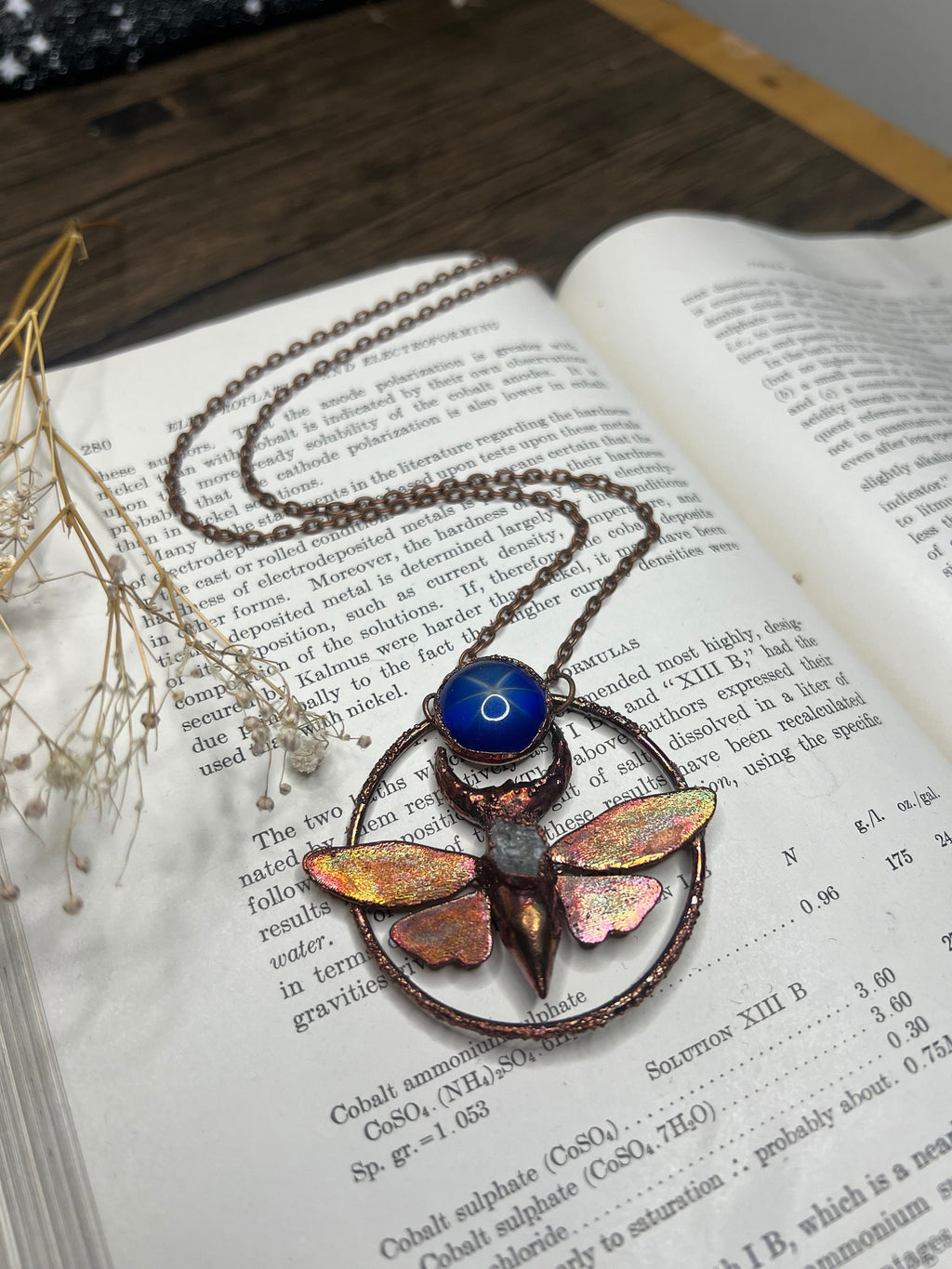 Cicada Pendant • Star Sapphire • Electroformed Copper