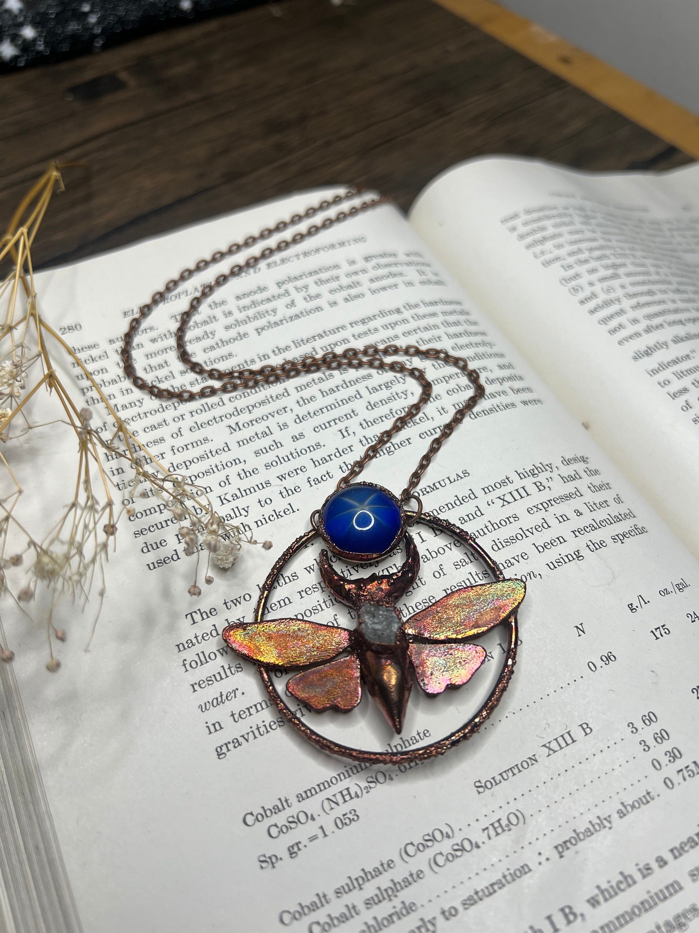 Cicada Pendant • Star Sapphire • Electroformed Copper