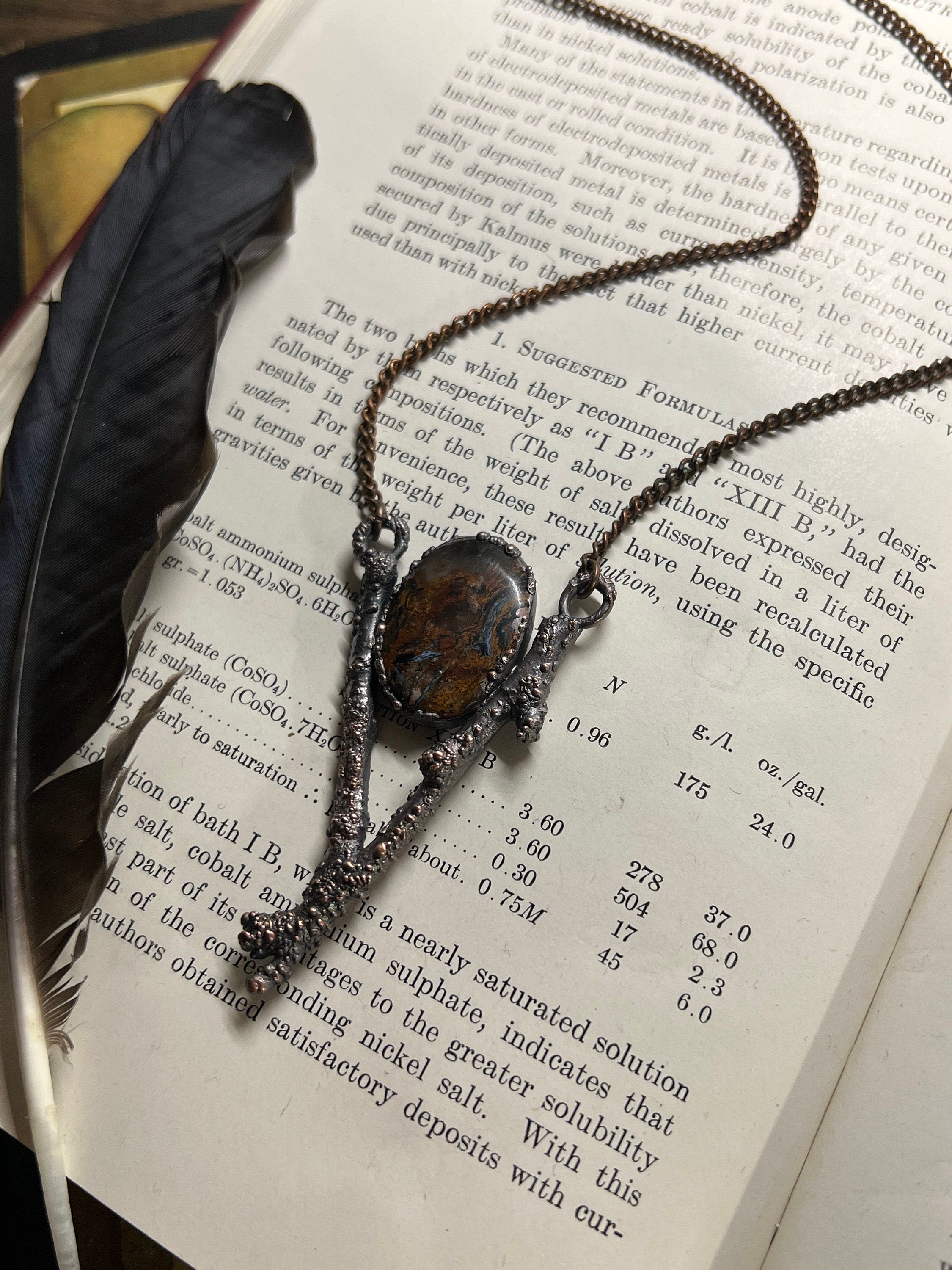 Pietersite Twig Pendant • Electroformed Copper • Handmade Necklace