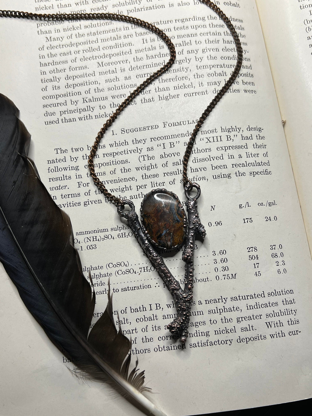 Pietersite Twig Pendant • Electroformed Copper • Handmade Necklace