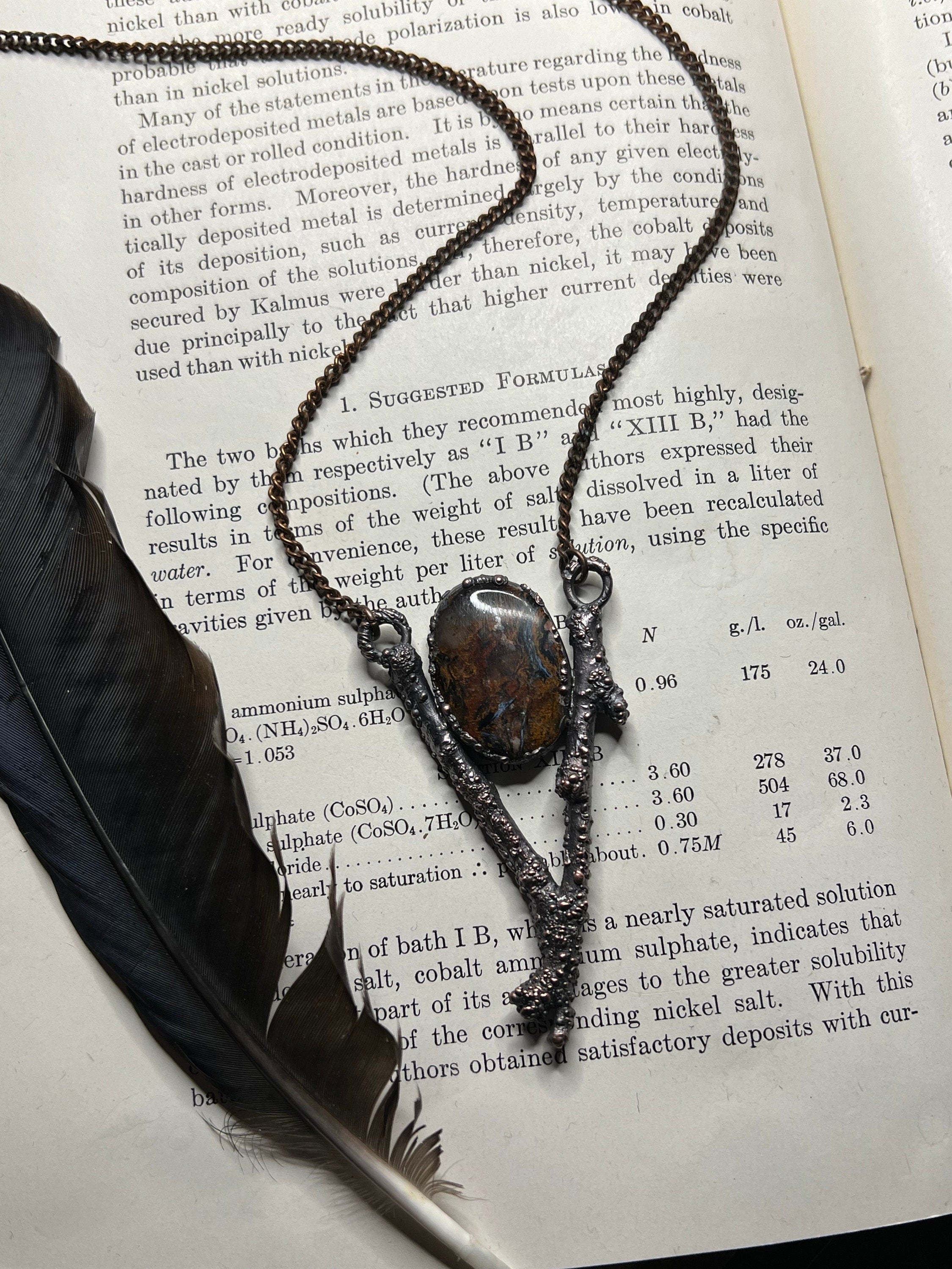 Pietersite Twig Pendant • Electroformed Copper • Handmade Necklace
