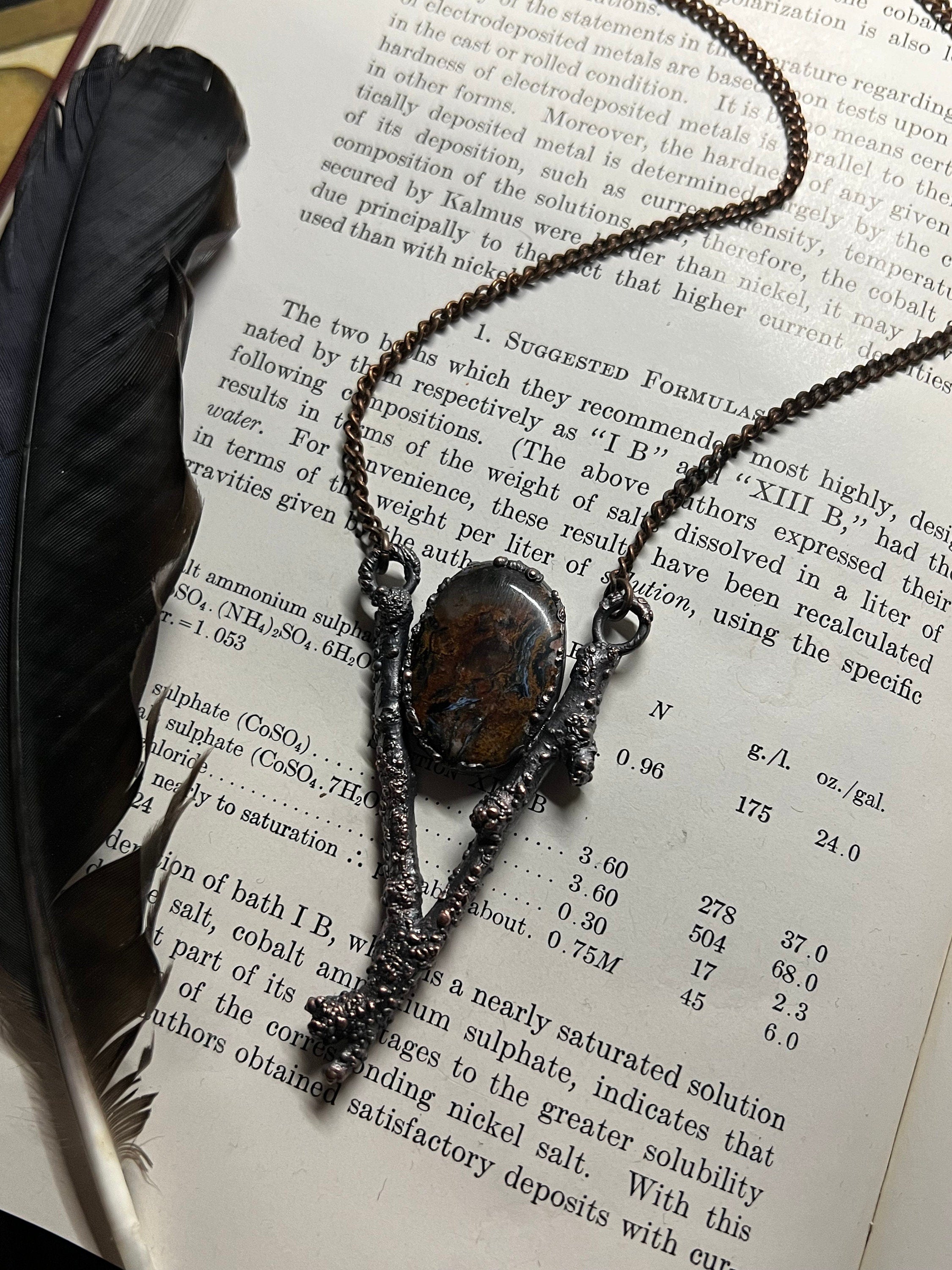 Pietersite Twig Pendant • Electroformed Copper • Handmade Necklace