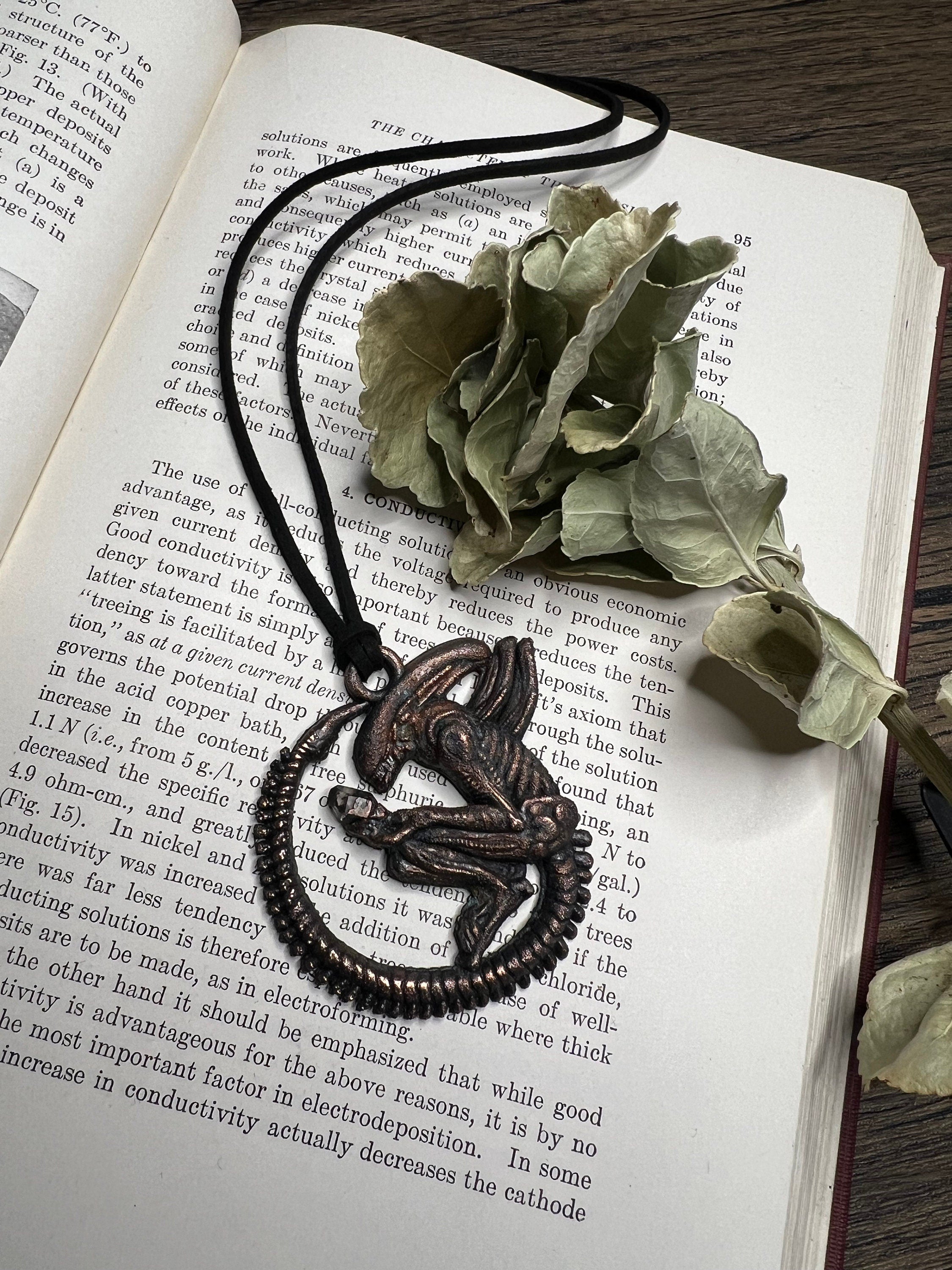 Alien Queen Pendant • Electroformed Copper • Sci-Fi Jewelry • Handmade Necklace