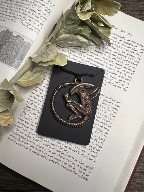 Alien Queen Pendant • Electroformed Copper • Sci-Fi Jewelry • Handmade Necklace