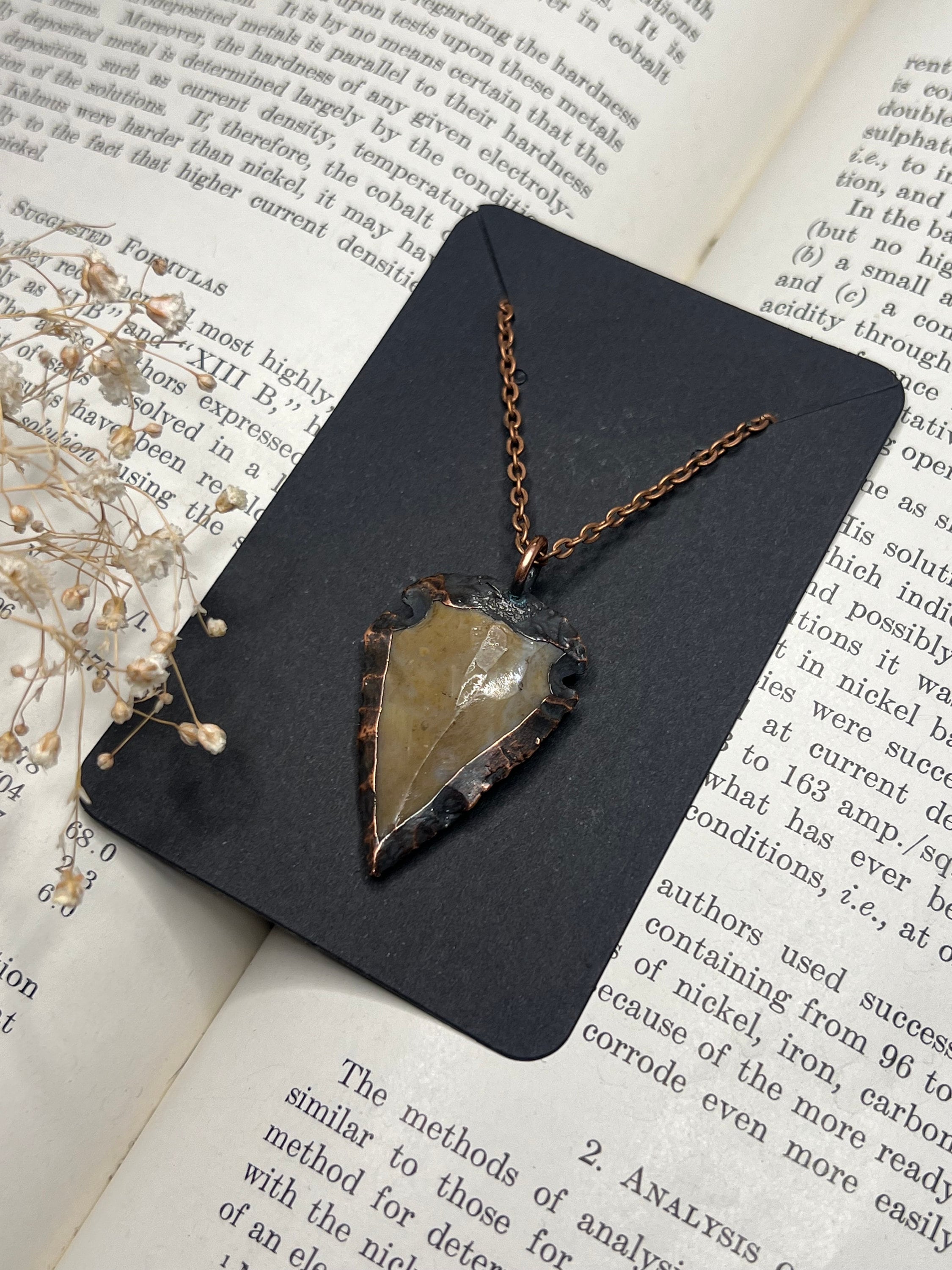 Flint Arrowhead Pendant • Electroformed Copper • Primitive Jewelry