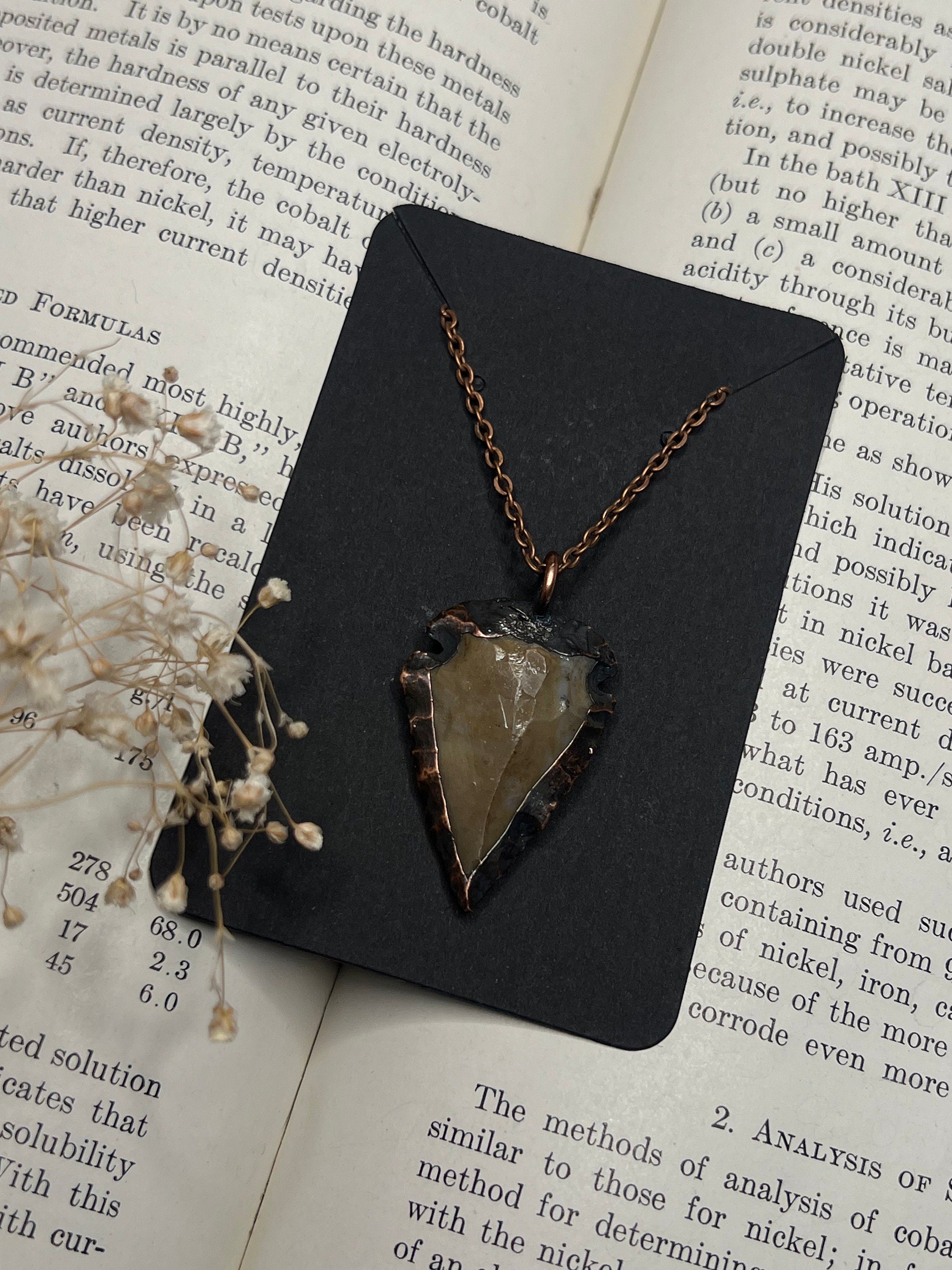 Flint Arrowhead Pendant • Electroformed Copper • Primitive Jewelry