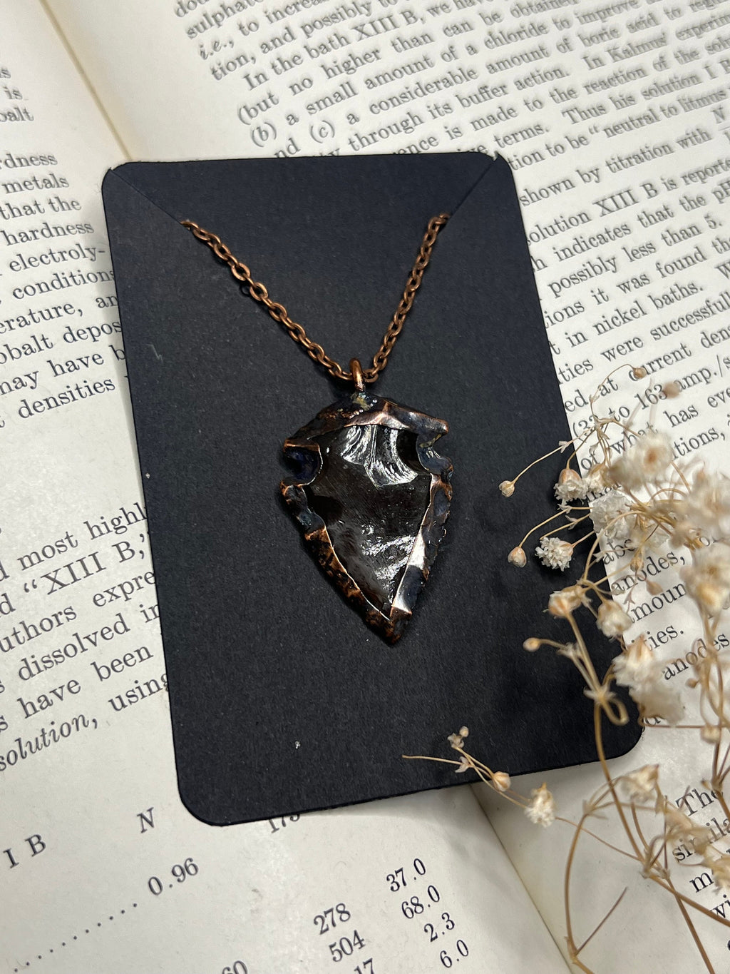 Flint Arrowhead Pendant • Electroformed Copper • Primitive Jewelry