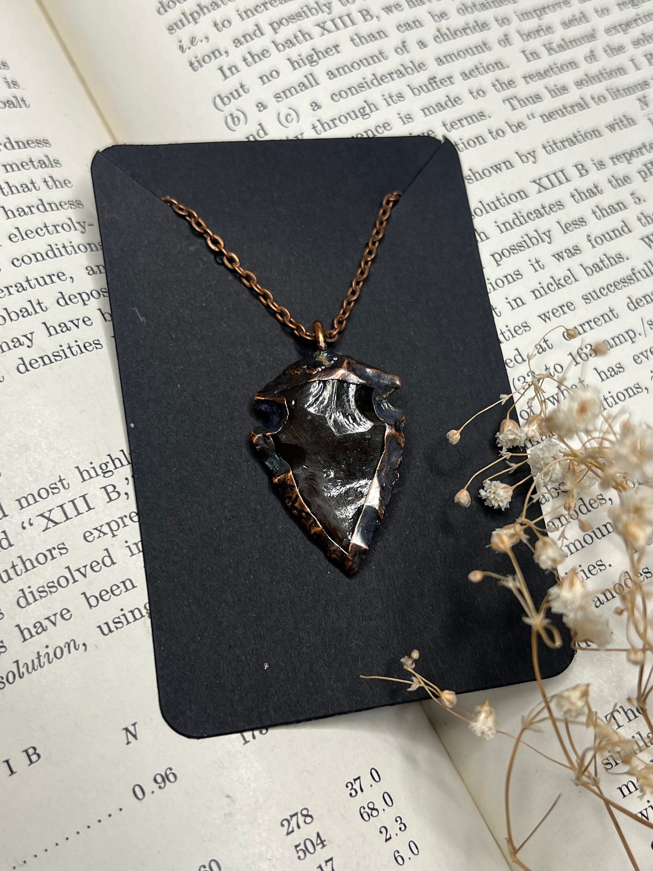 Flint Arrowhead Pendant • Electroformed Copper • Primitive Jewelry