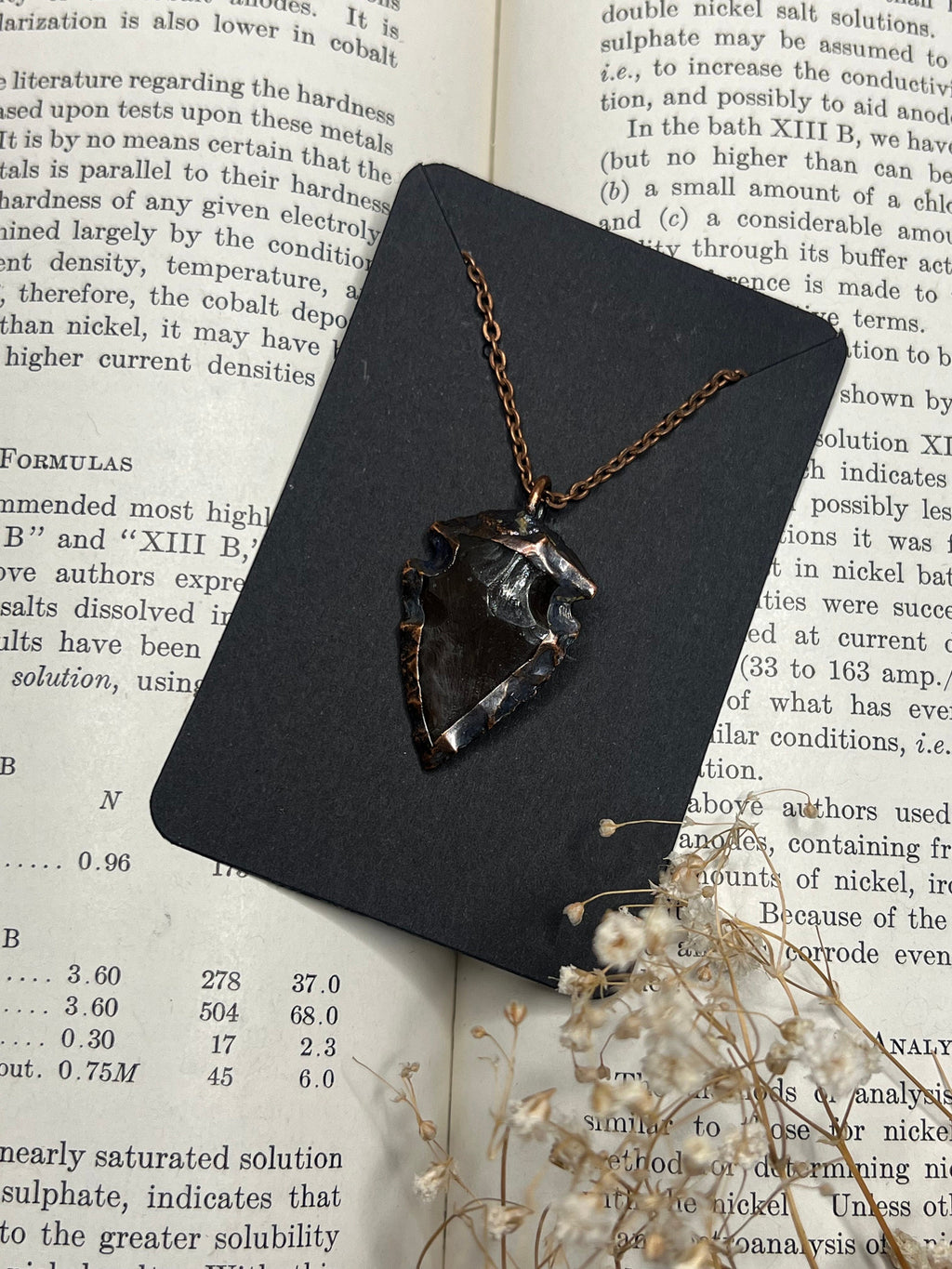 Flint Arrowhead Pendant • Electroformed Copper • Primitive Jewelry