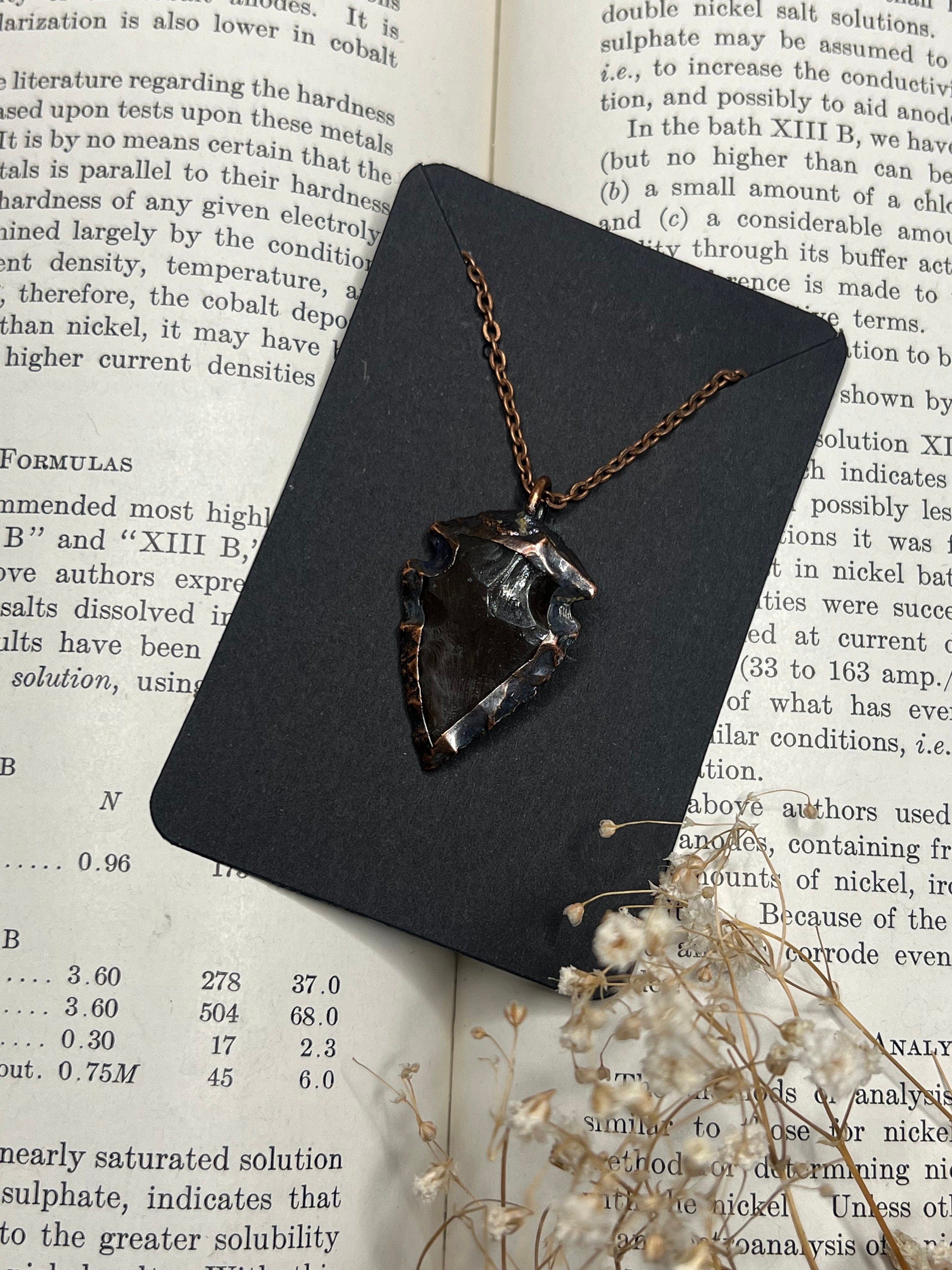 Flint Arrowhead Pendant • Electroformed Copper • Primitive Jewelry