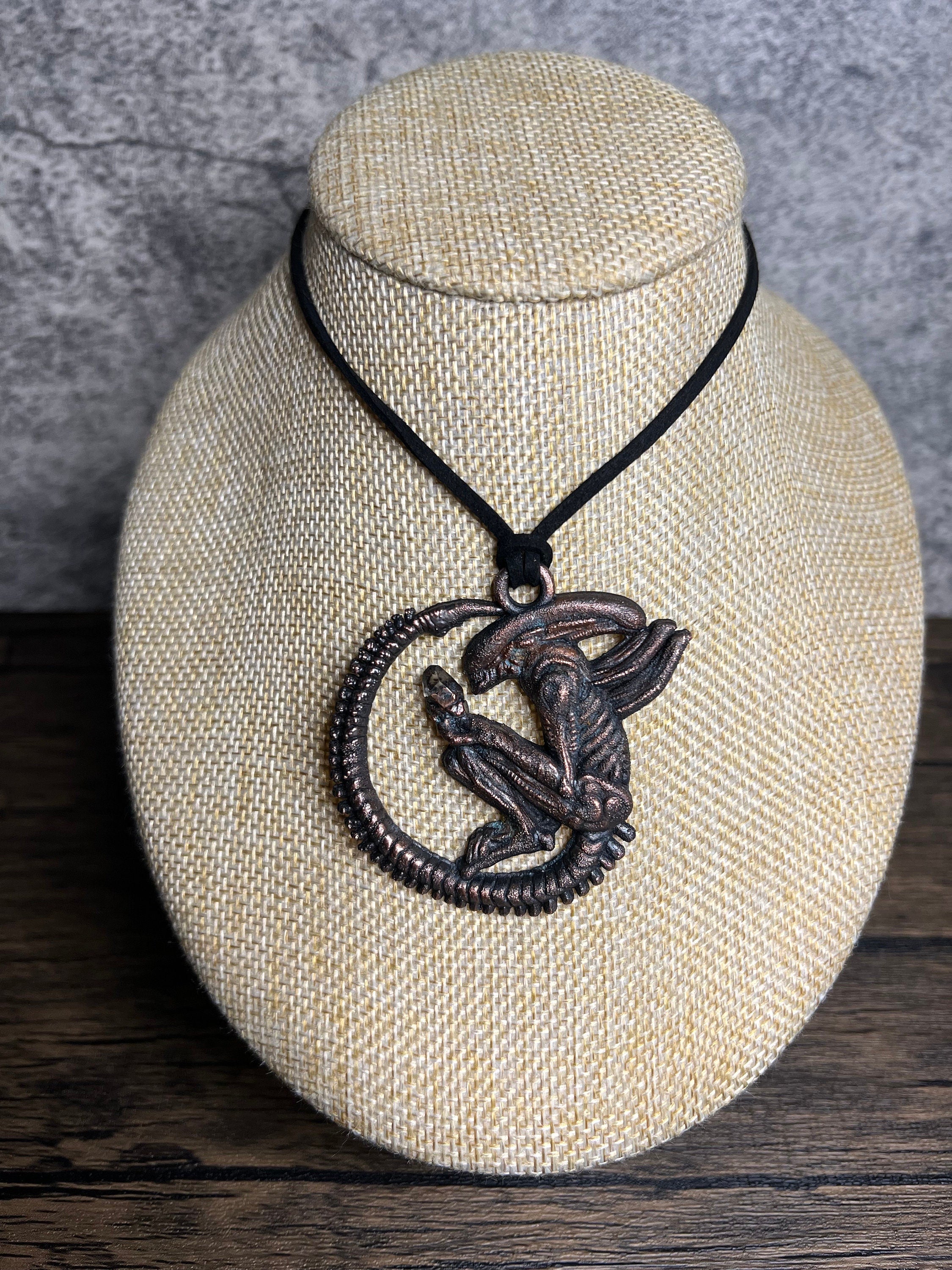 Alien Queen Pendant • Electroformed Copper • Sci-Fi Jewelry • Handmade Necklace