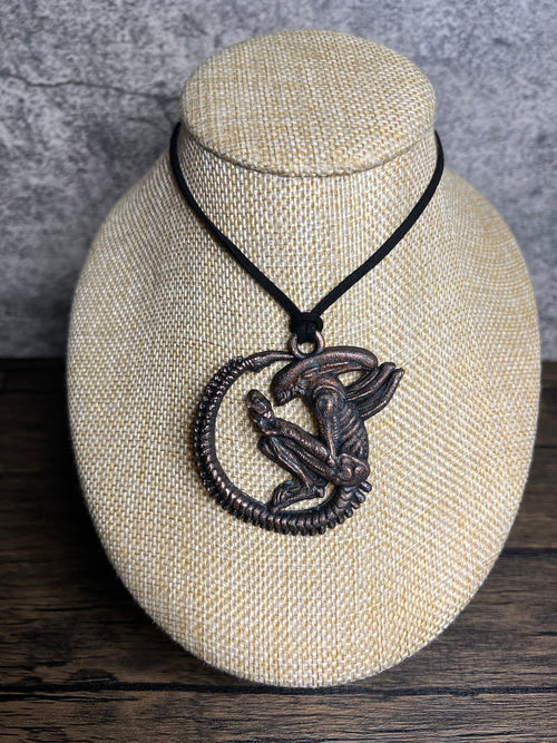 Alien Queen Pendant • Electroformed Copper • Sci-Fi Jewelry • Handmade Necklace